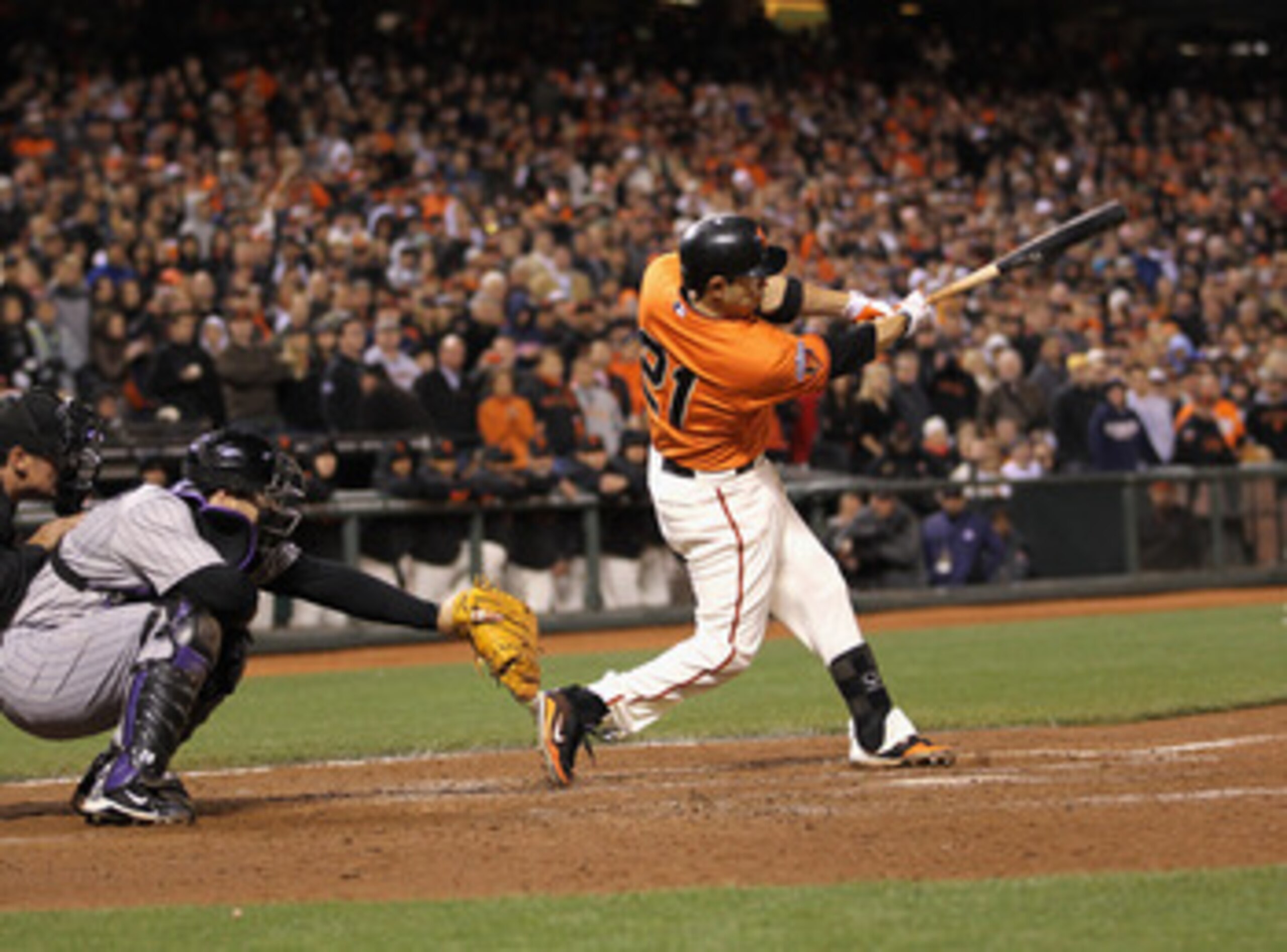 SAN FRANCISCO, CA - MAY 06: Freddy Sanchez #21 of the San Francisco Giants drives in the winning run in the bottom of the ninth inning against the Colorado Rockies at AT&T Park on May 6, 2011 in San Francisco, California. (Photo by Ezra Shaw/Getty Image SAN FRANCISCO, CA - MAY 06: Freddy Sanchez #21 of the San Francisco Giants drives in the winning run in the bottom of the ninth inning against the Colorado Rockies at AT&T Park on May 6, 2011 in San Francisco, California. (Photo by Ezra Shaw/Getty Image