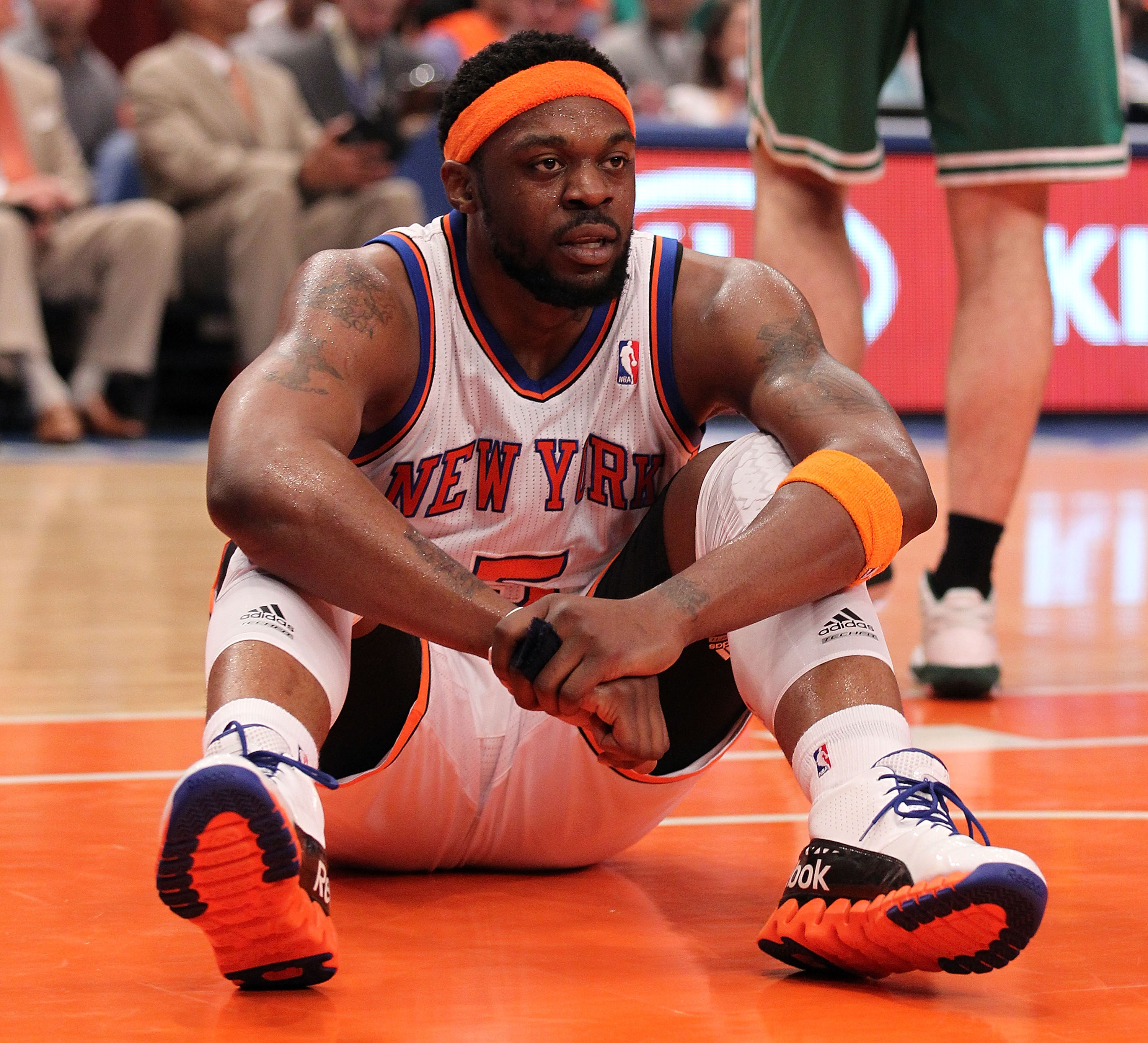 NEW YORK, NY - APRIL 24:  Bill Walker #5 of the New York Knicks looks on against the Boston Celtics in Game Four of the Eastern Conference Quarterfinals during the 2011 NBA Playoffs on April 24, 2011 at Madison Square Garden in New York City. NOTE TO USER