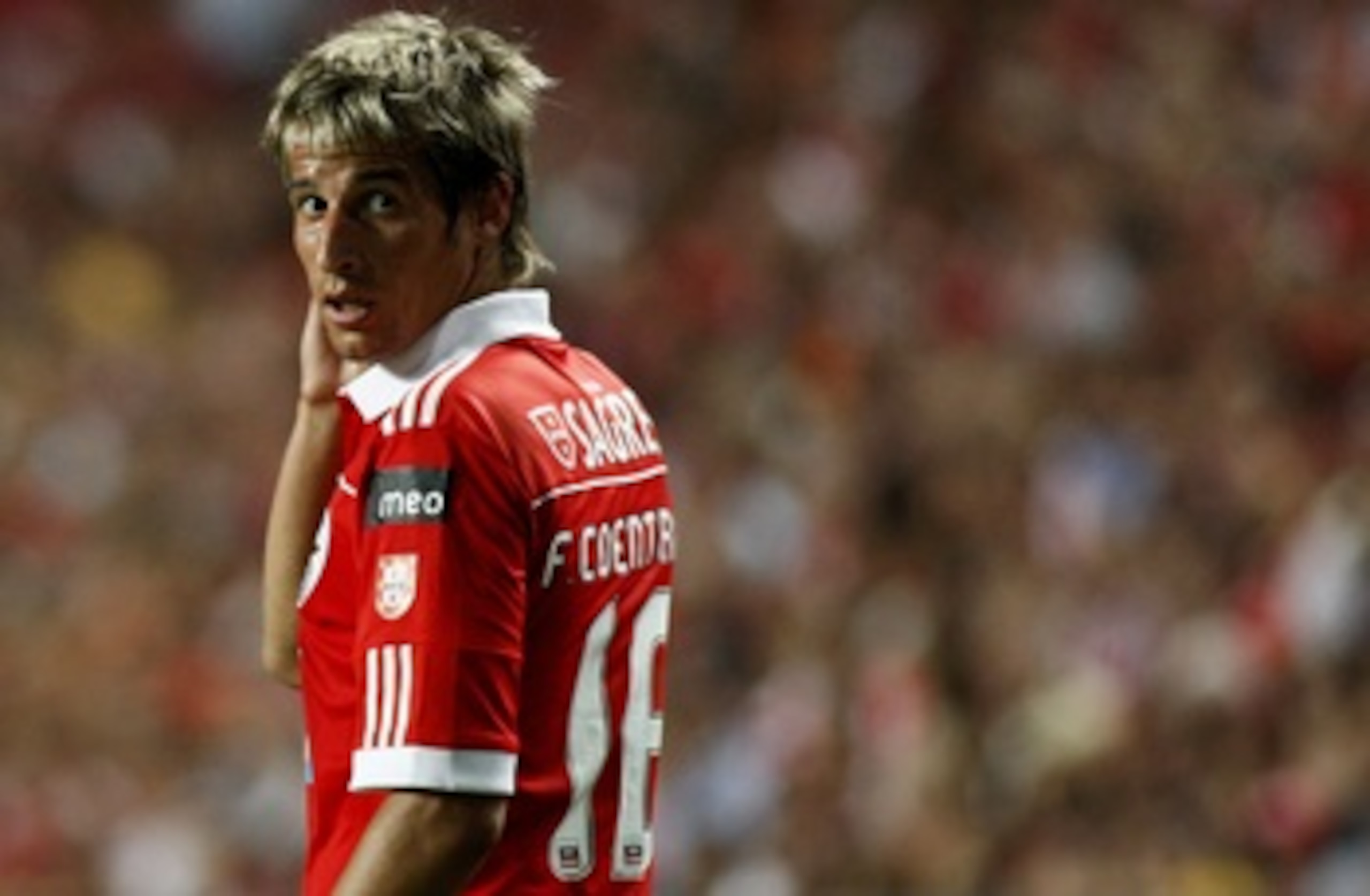 PORTUGAL - AUGUST 28:  Fabio Coentrao of Benfica looks on during the Portuguese Liga match between Benfica and Vitoria Setubal at Luz Stadium on August 28, 2010 in Lisbon, Portugal.  (Photo by Patricia de Melo/EuroFootball/Getty Images)
