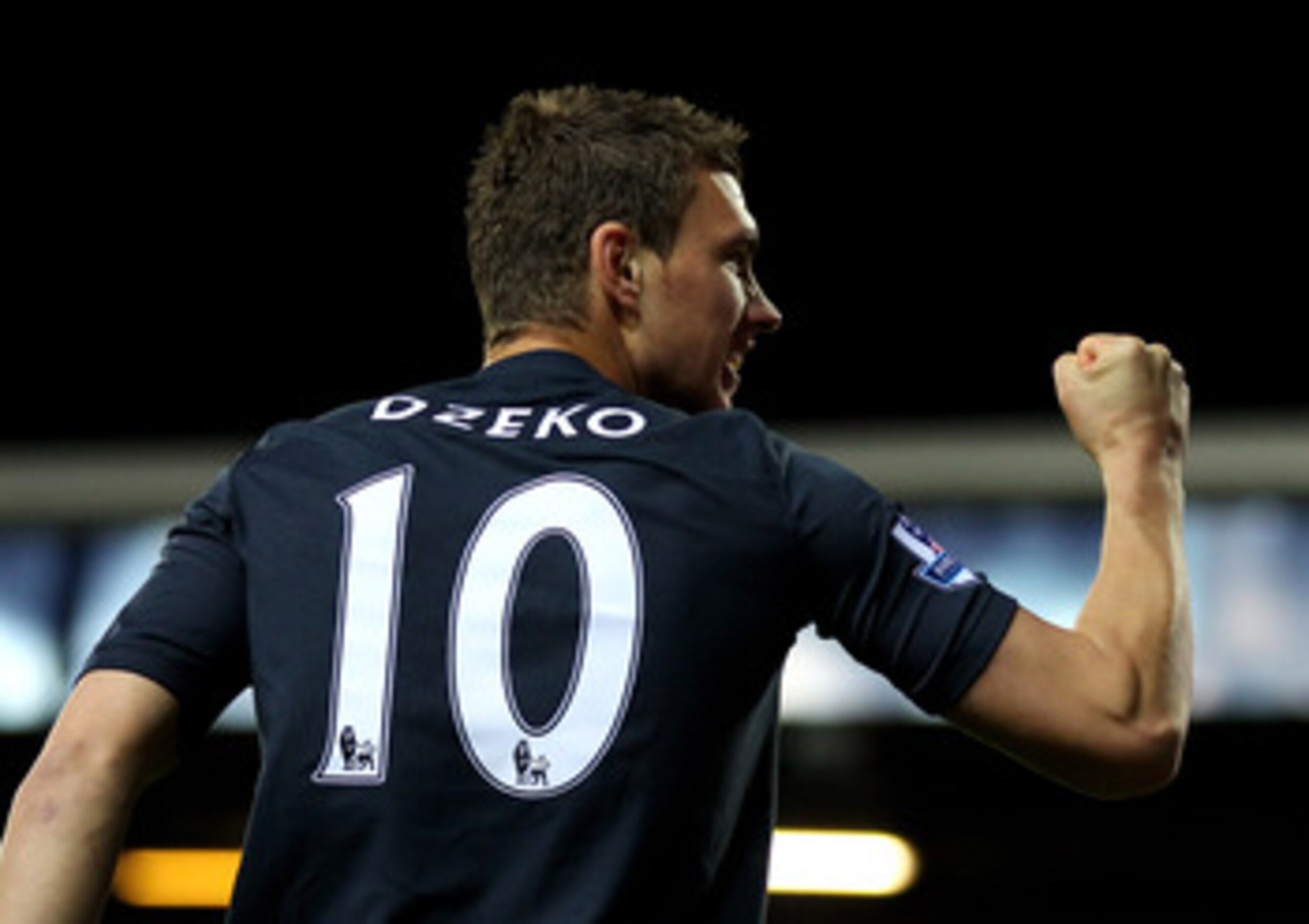 BLACKBURN, ENGLAND - APRIL 25:  Edin Dzeko of Manchester City celebrates scoring the opening goal during the Barclays Premier League match between Blackburn Rovers and Manchester City at Ewood Park on April 25, 2011 in Blackburn, England.  (Photo by Alex 