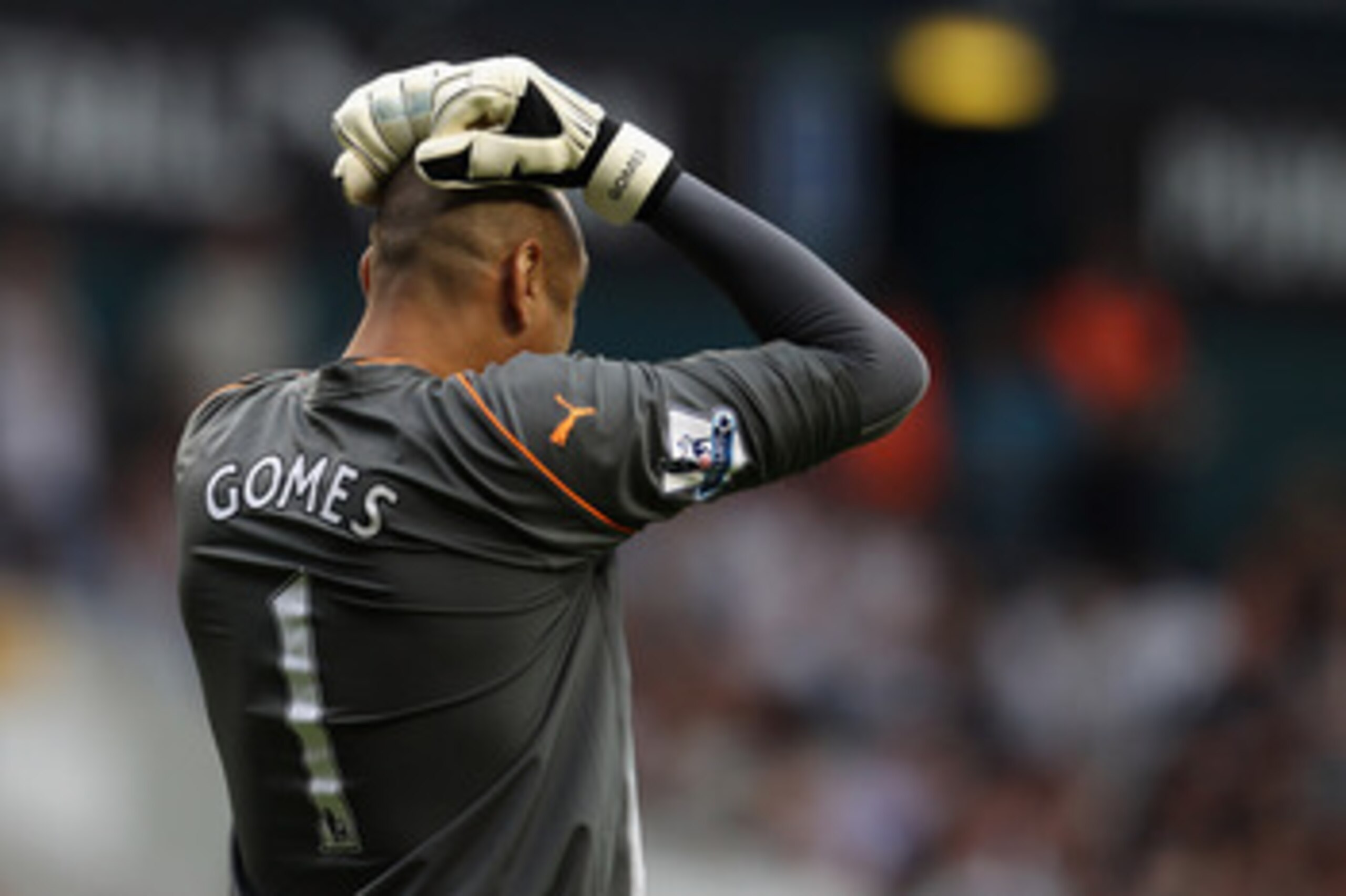 LONDON, UNITED KINGDOM - MAY 07:  Heurelho Gomes of Spurs reacts during the Barclays Premier League match between Tottenham Hotspur and Blackpool at White Hart Lane on May 7, 2011 in London, England.  (Photo by Scott Heavey/Getty Images)