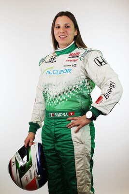 BIRMINGHAM, AL - MARCH 13:  Simona De Silvestro of Switzerland, driver of the #78 Nuclear Clean Air Energy HVM Racing Dallara Honda poses during the IRL Indy Car Series Media Day at Barber Motorsports Park on March 13, 2011 in Birmingham, Alabama.  (Photo