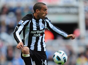 NEWCASTLE UPON TYNE, ENGLAND - SEPTEMBER 26:  James Perch of Newcastle United in action during the Barclays Premier League match between Newcastle United and Stoke City at St James' Park on September 26, 2010 in Newcastle upon Tyne, England.  (Photo by Mi