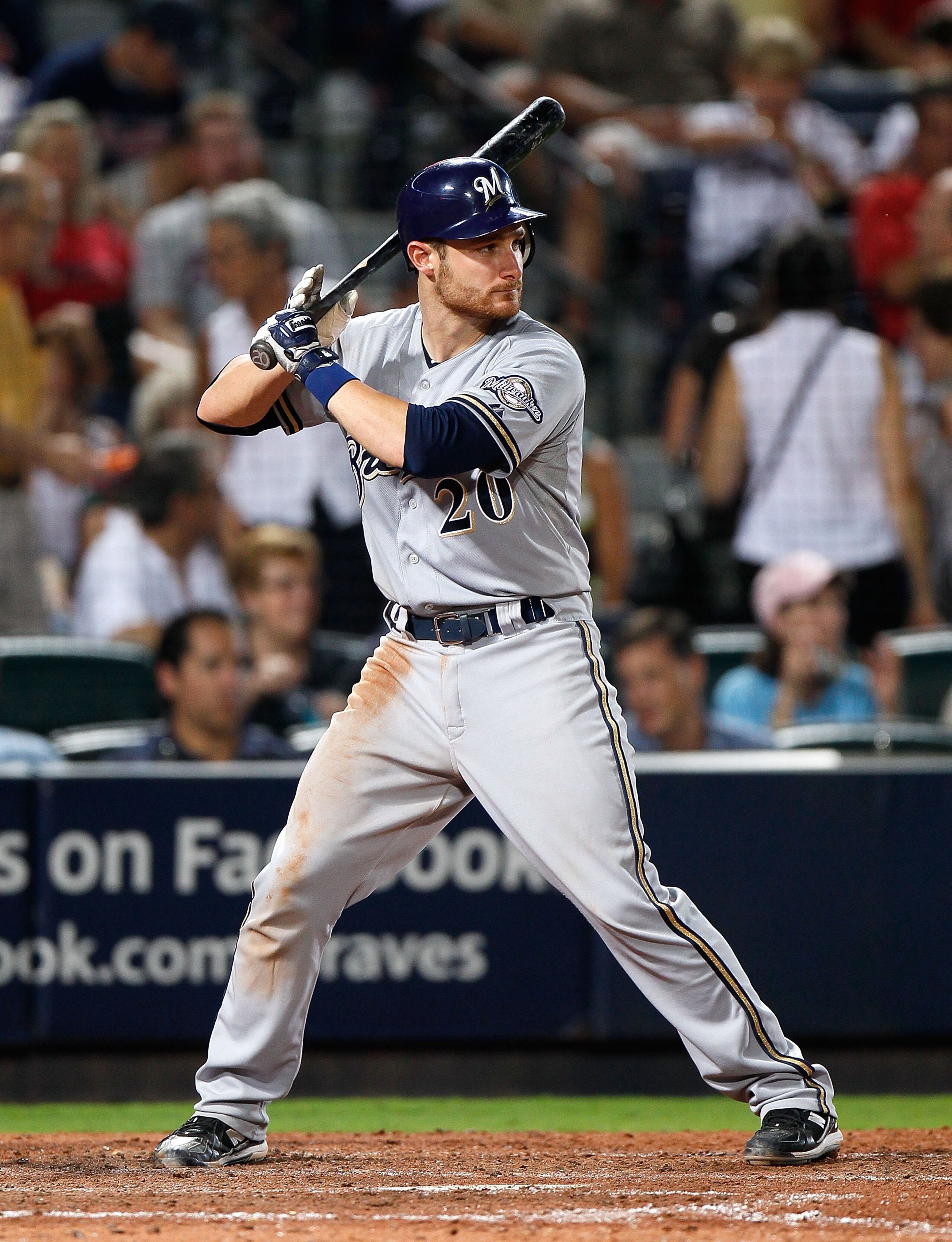 ATLANTA - JULY 15:  Jonathan Lucroy #20 of the Milwaukee Brewers against the Atlanta Braves at Turner Field on July 15, 2010 in Atlanta, Georgia.  (Photo by Kevin C. Cox/Getty Images)
