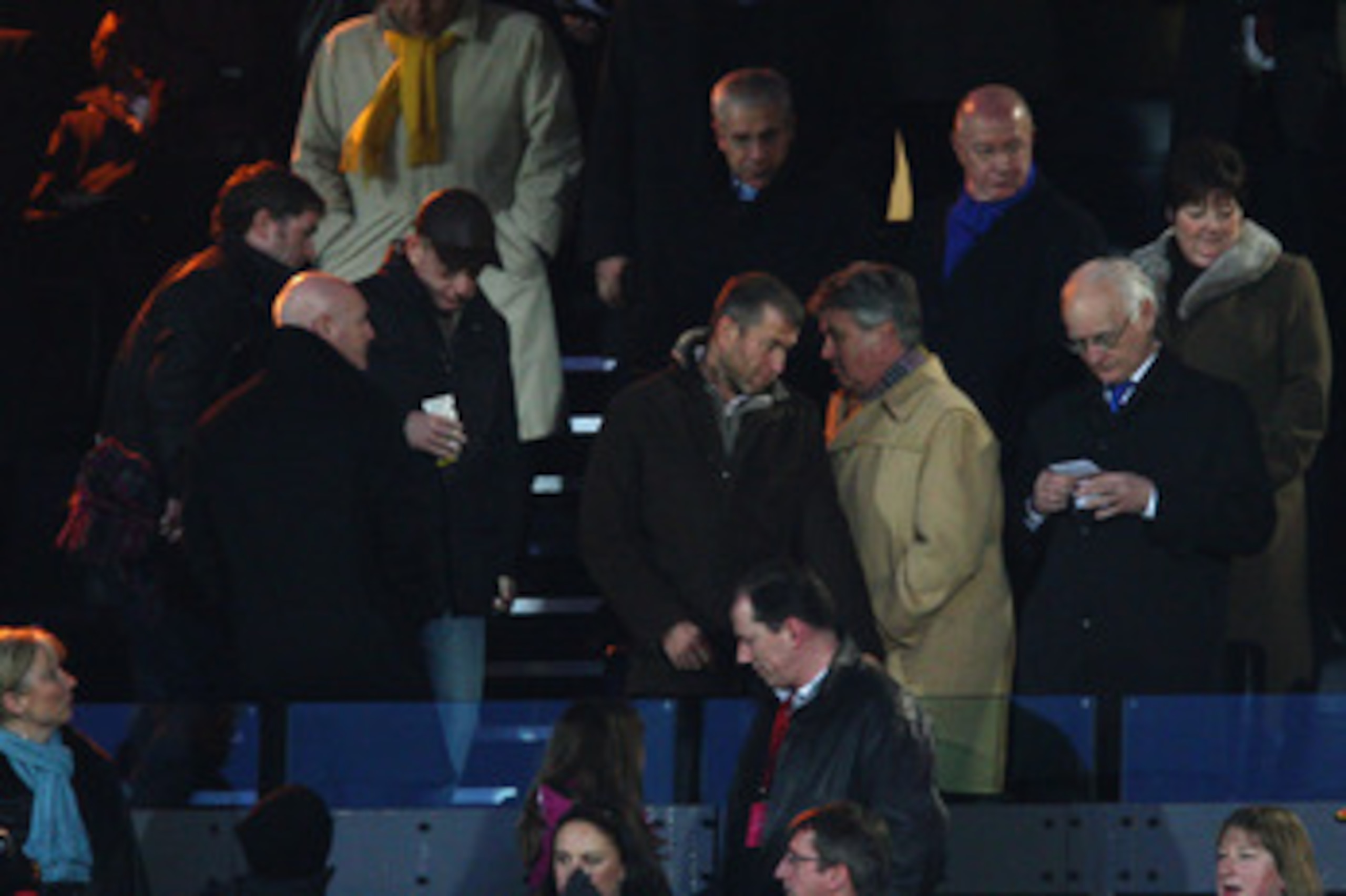 WATFORD, UNITED KINGDOM - FEBRUARY 14:  (L-R) Owner Roman Abramovich arrives with new manager Guus Hiddink and Chairman Bruce Buck watch the the FA Cup sponsored by E.ON 5th Round match between Watford and Chelsea at Vicarage Road on February 14, 2009  in