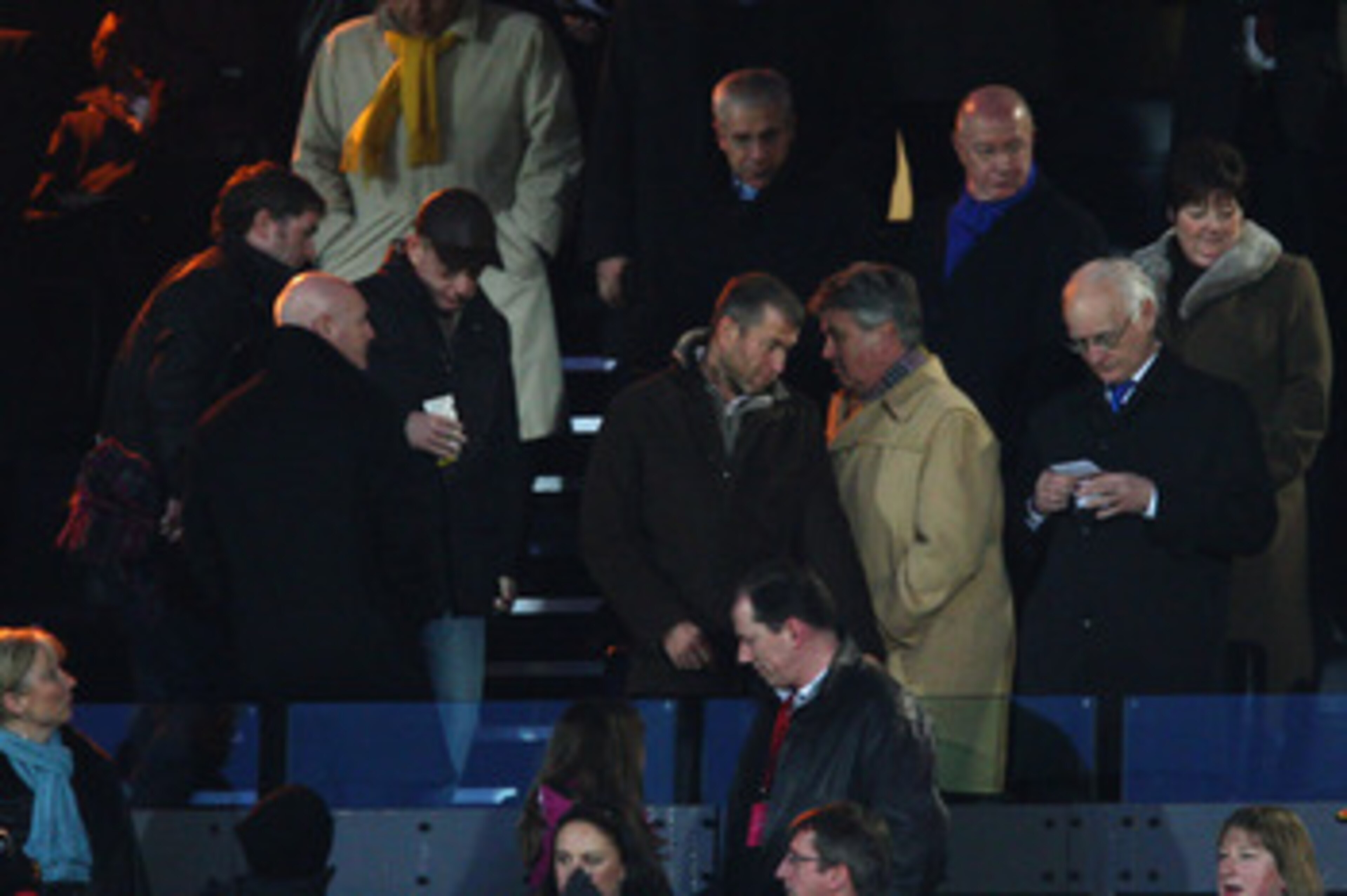 WATFORD, UNITED KINGDOM - FEBRUARY 14:  (L-R) Owner Roman Abramovich arrives with new manager Guus Hiddink and Chairman Bruce Buck watch the the FA Cup sponsored by E.ON 5th Round match between Watford and Chelsea at Vicarage Road on February 14, 2009  in