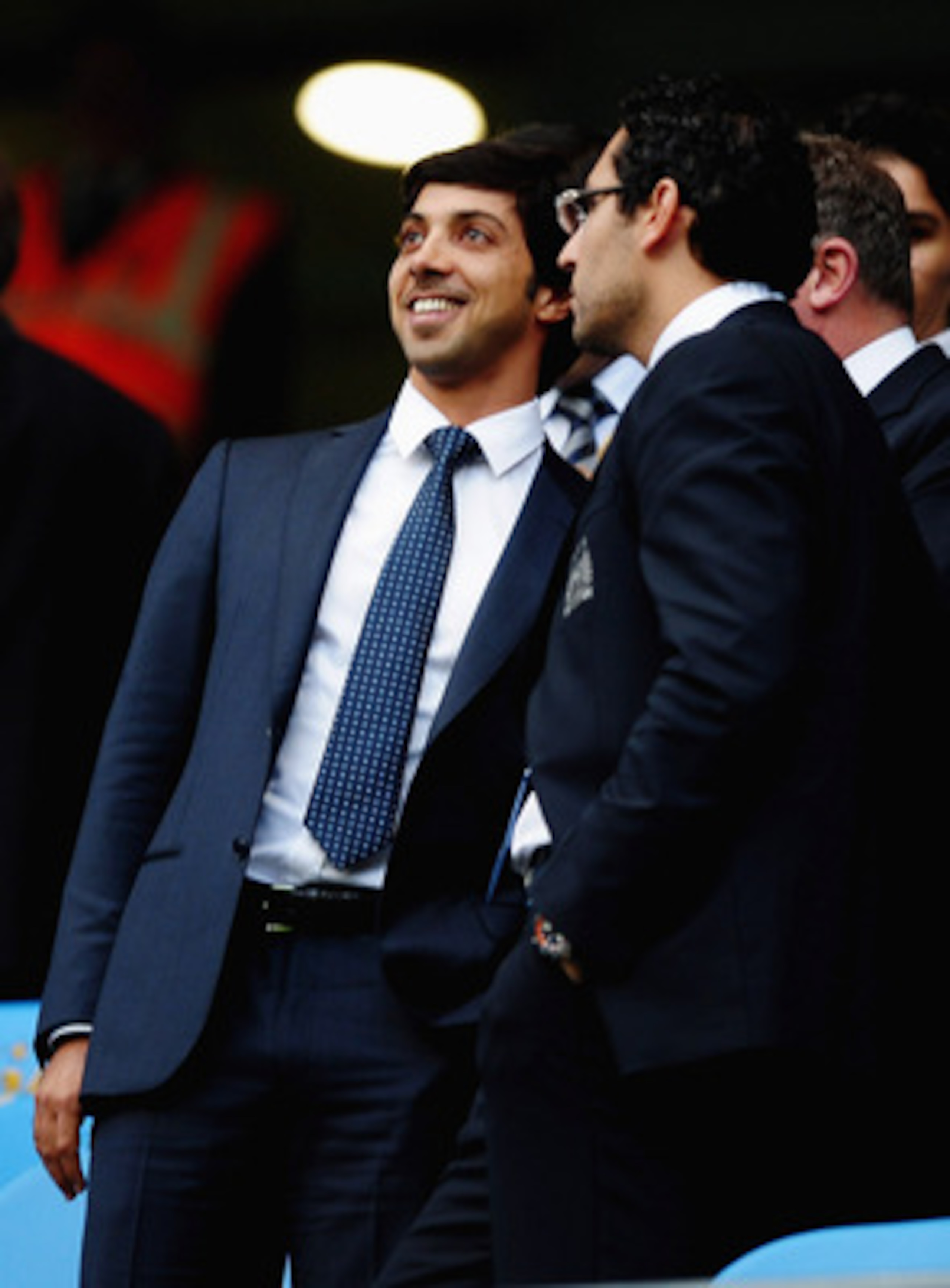 MANCHESTER, ENGLAND - AUGUST 23:  Manchester City owner Sheik Mansour looks on during the Barclays Premier League match between Manchester City and Liverpool at City of Manchester Stadium on August 23, 2010 in Manchester, England.  (Photo by Laurence Grif