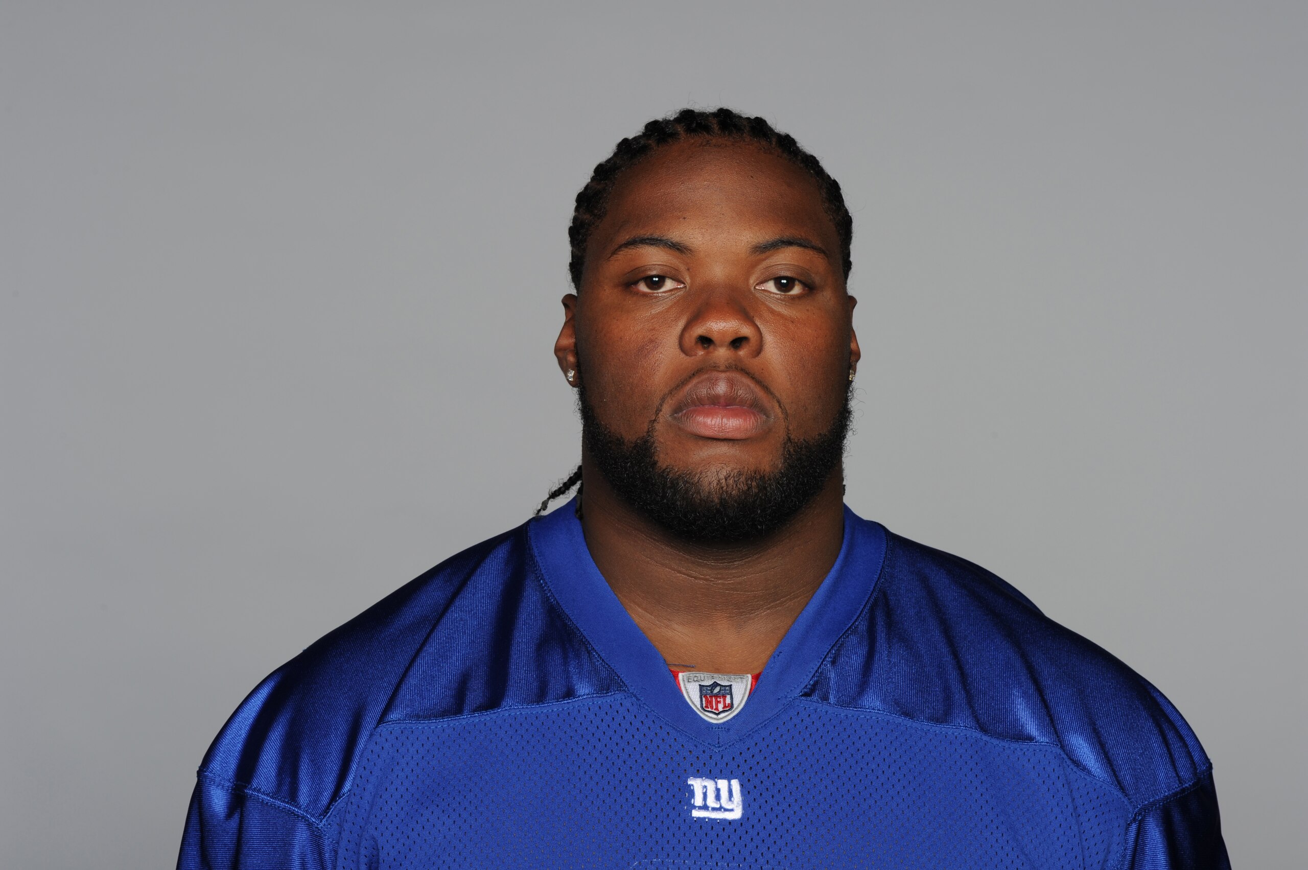 EAST RUTHERFORD, NJ - CIRCA  2010: In this handout image provided by the NFL, Linval Joseph of the New York Giants poses for his 2010 NFL headshot circa 2010 in East Rutherford, New Jersey. (Photo by NFL via Getty Images)