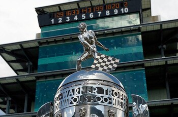 INDIANAPOLIS - JULY 25:  The Borg-Warner Trophy is displayed in front of the Pagoda after the NASCAR Sprint Cup Series Brickyard 400 at Indianapolis Motor Speedway on July 25, 2010 in Indianapolis, Indiana.  (Photo by Jason Smith/Getty Images)
