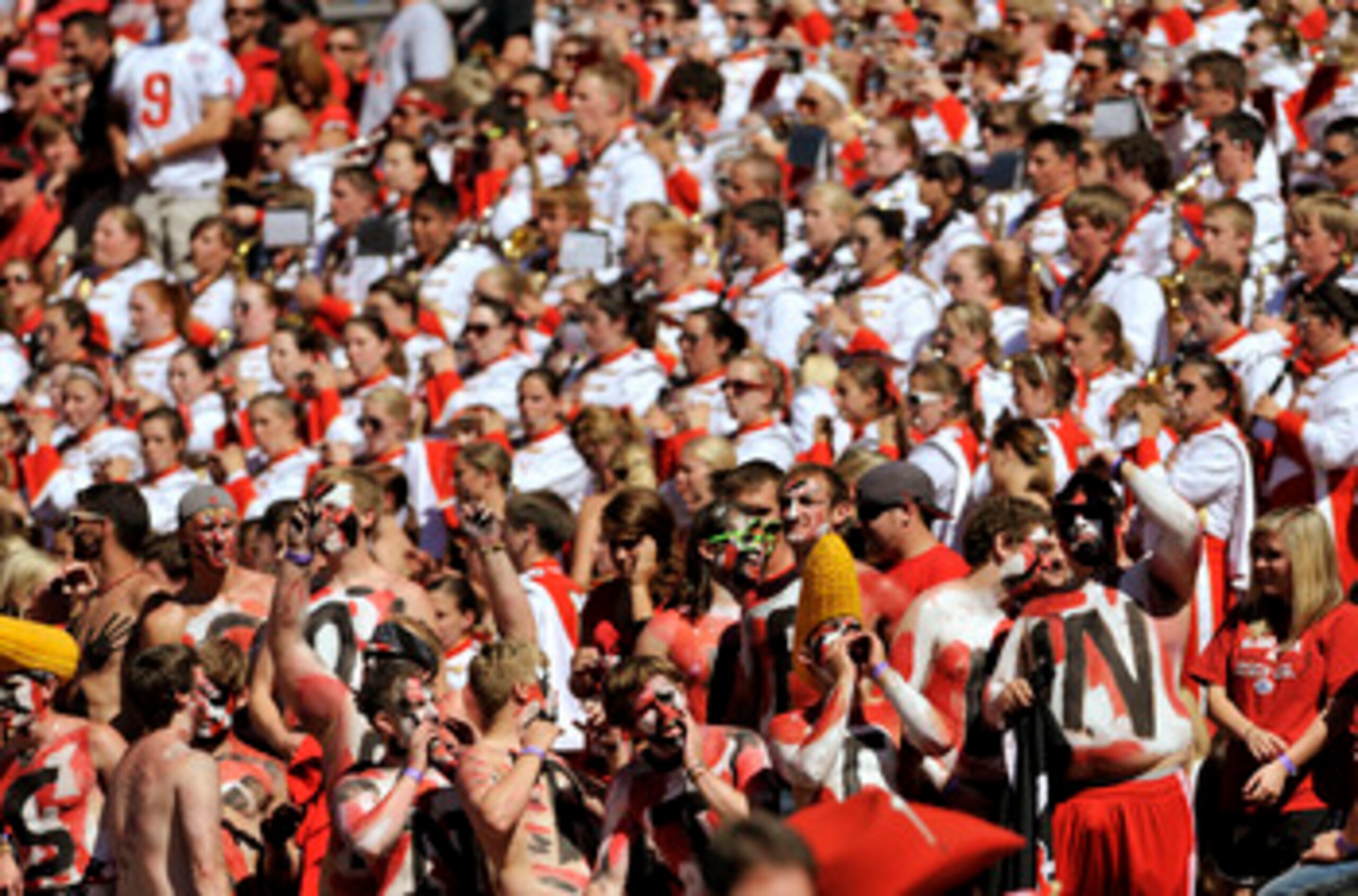 LINCOLN, NE - SEPTEMBER 11: Nebraska Cornhuskers fans cheer on their team during second half action of their game at Memorial Stadium on September 4, 2010 in Lincoln, Nebraska. Nebraska Defeated Idaho 38-17. (Photo by Eric Francis/Getty Images)