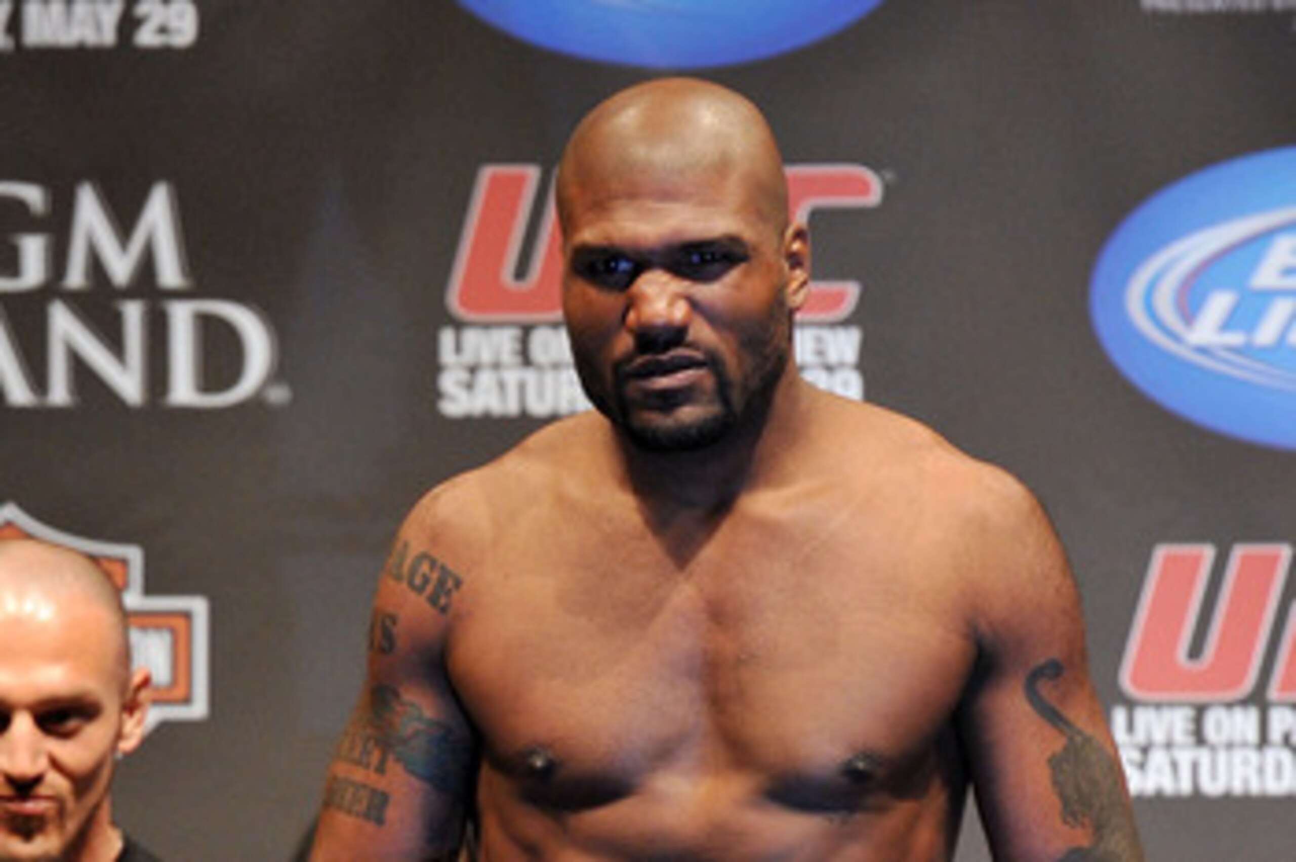 LAS VEGAS - MAY 28:  UFC fighter Quinton 'Rampage' Jackson weighs in for his fight against UFC fighter Rashad Evans at UFC 114: Rampage versus Rashad at the Mandalay Bay Hotel on May 28, 2010 in Las Vegas, Nevada.  (Photo by Jon Kopaloff/Getty Images)