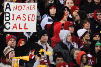 LINCOLN, NE - NOVEMBER 26: Nebraska Cornhusker fans express their dipleasure with recent Big 12 officiating crews during their game at Memorial Stadium on November 26, 2010 in Lincoln, Nebraska. Nebraska defeated Colorado 45-17 (Photo by Eric Francis/Gett