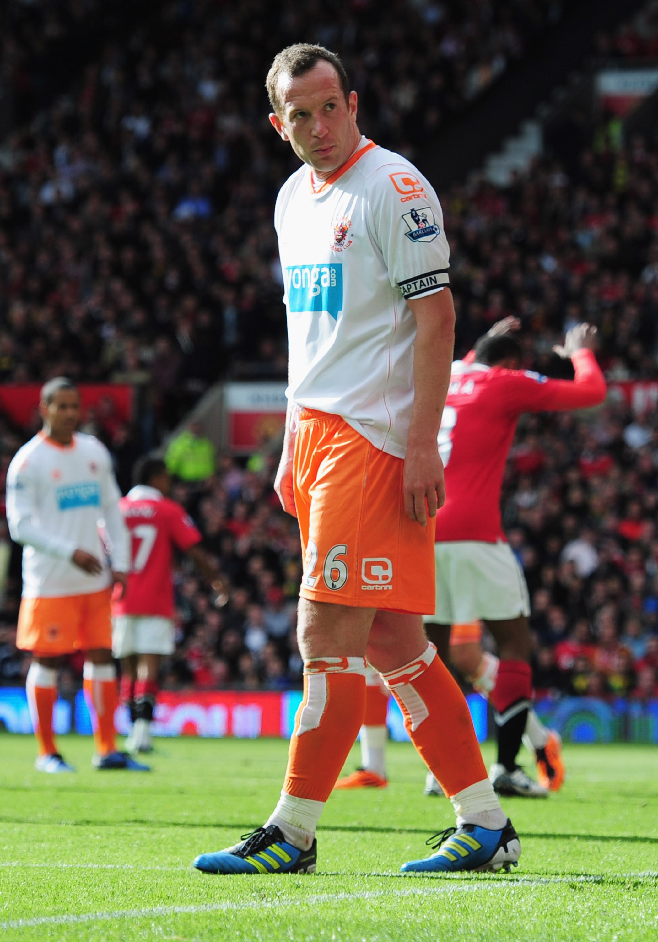 MANCHESTER, ENGLAND - MAY 22:  Charlie Adam of Blackpool looks despondent during the Barclays Premier League match between Manchester United and Blackpool at Old Trafford on May 22, 2011 in Manchester, England.  (Photo by Shaun Botterill/Getty Images)