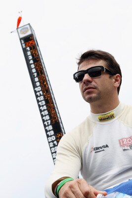 INDIANAPOLIS, IN - MAY 21:  Oriol Servia, driver of the #2 Telemundo Newman/Haas Racing Dallara Honda, waits for his turn during qualifying for the Indianapolis 500 on May 21, 2011 at Indianapolis Motor Speedway in Indianapolis, Indiana.  (Photo by Jamie 