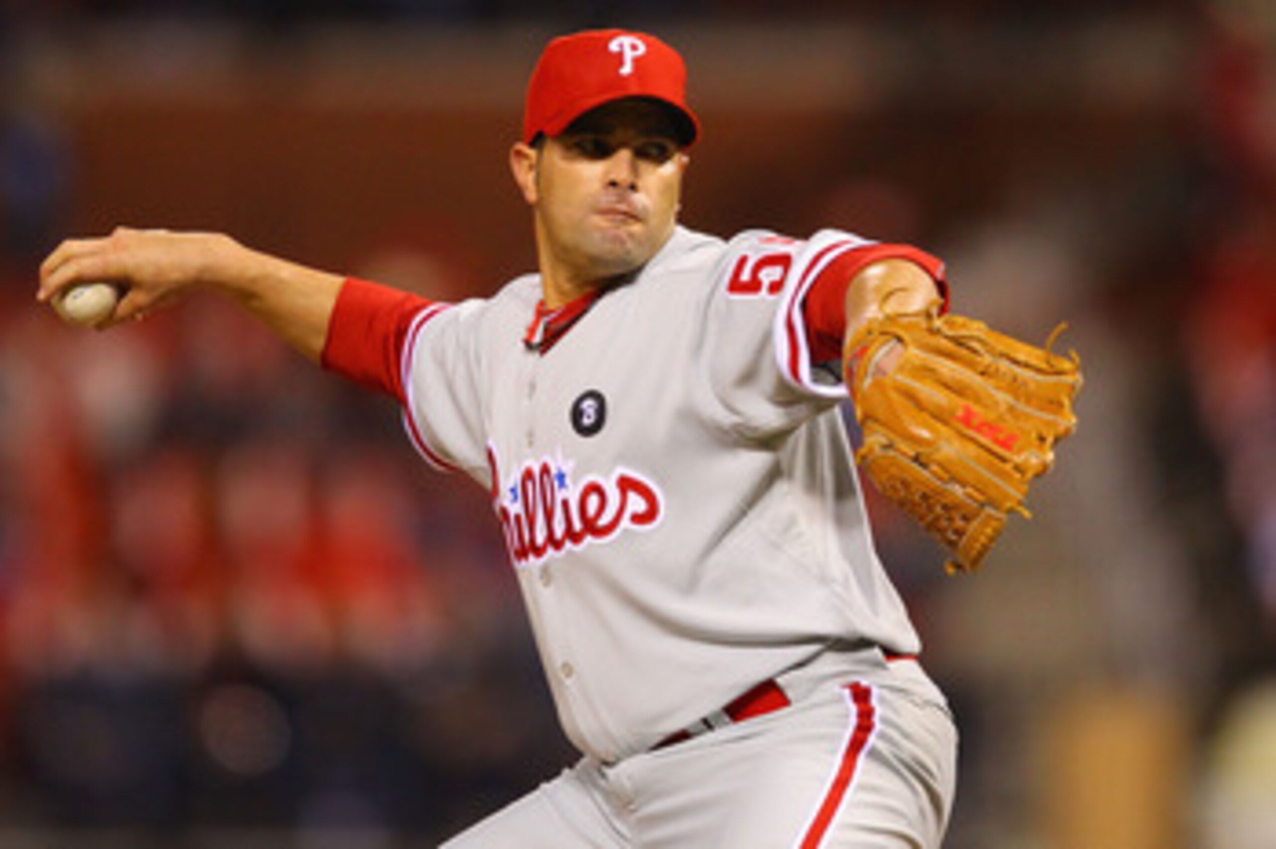 ST. LOUIS, MO - MAY 17: Reliever Danys Baez #55 of the Philadelphia Phillies pitches against the St. Louis Cardinals at Busch Stadium on May 17, 2011 in St. Louis, Missouri.  (Photo by Dilip Vishwanat/Getty Images)