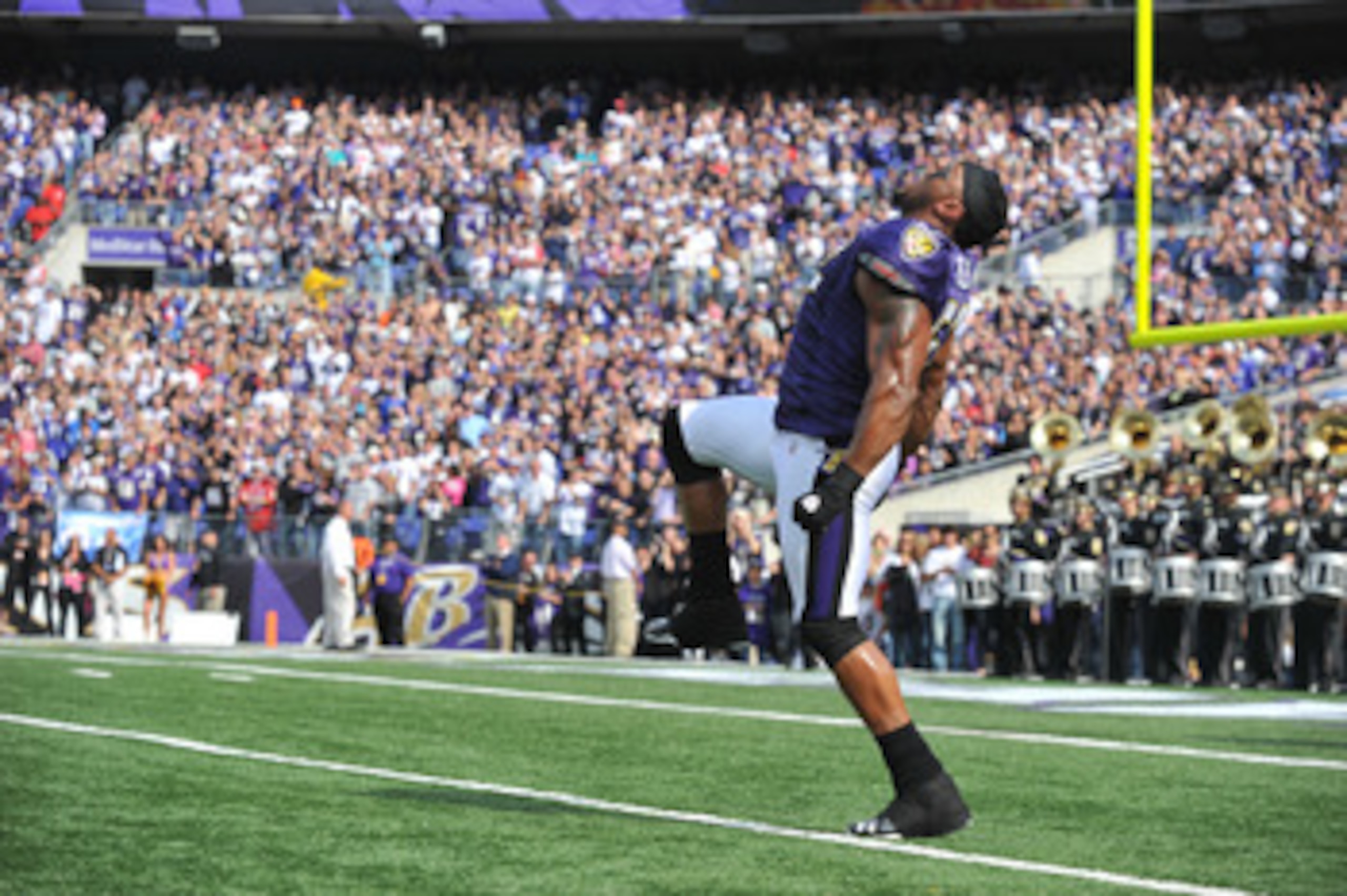 BALTIMORE, MD - OCTOBER 24:  Ray Lewis #52 of the Baltimore Ravens is introduced before the game against the Buffalo Bills at M&T Bank Stadium on October 24, 2010 in Baltimore, Maryland. The Ravens defeated the Bills 37-34. (Photo by Larry French/Getty Im