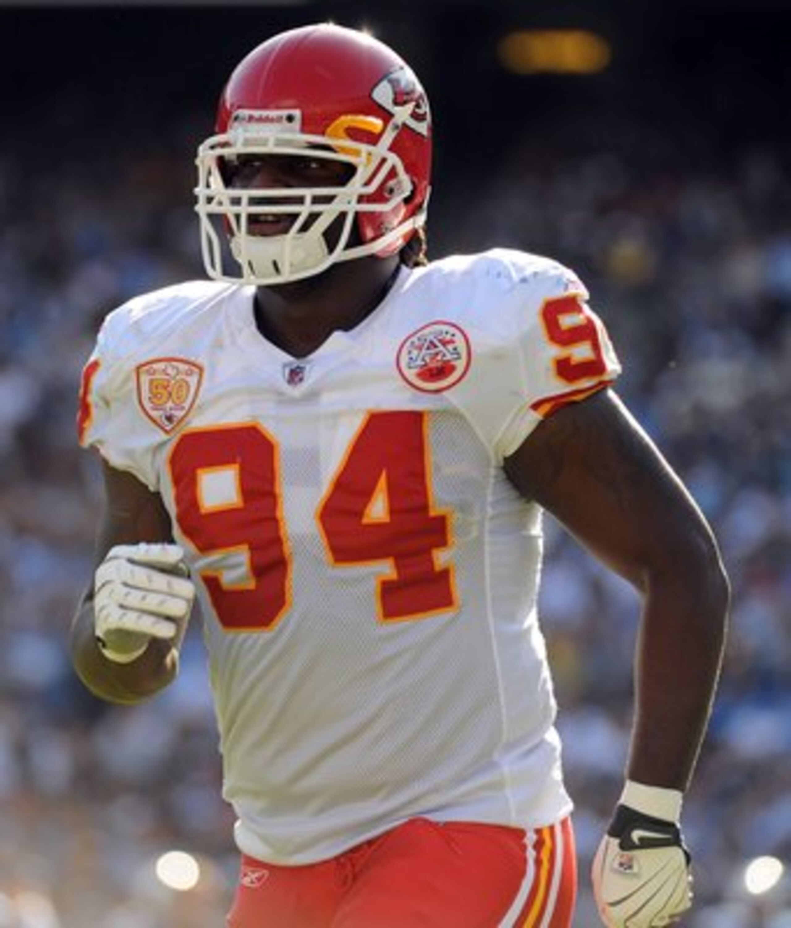 SAN DIEGO - NOVEMBER 29:  Tyson Jackson #94 of the Kansas City Chiefs leaves the field in the game against the San Diego Chargers at Qualcomm Stadium on November 29, 2009 in San Diego, California.  (Photo by Harry How/Getty Images)