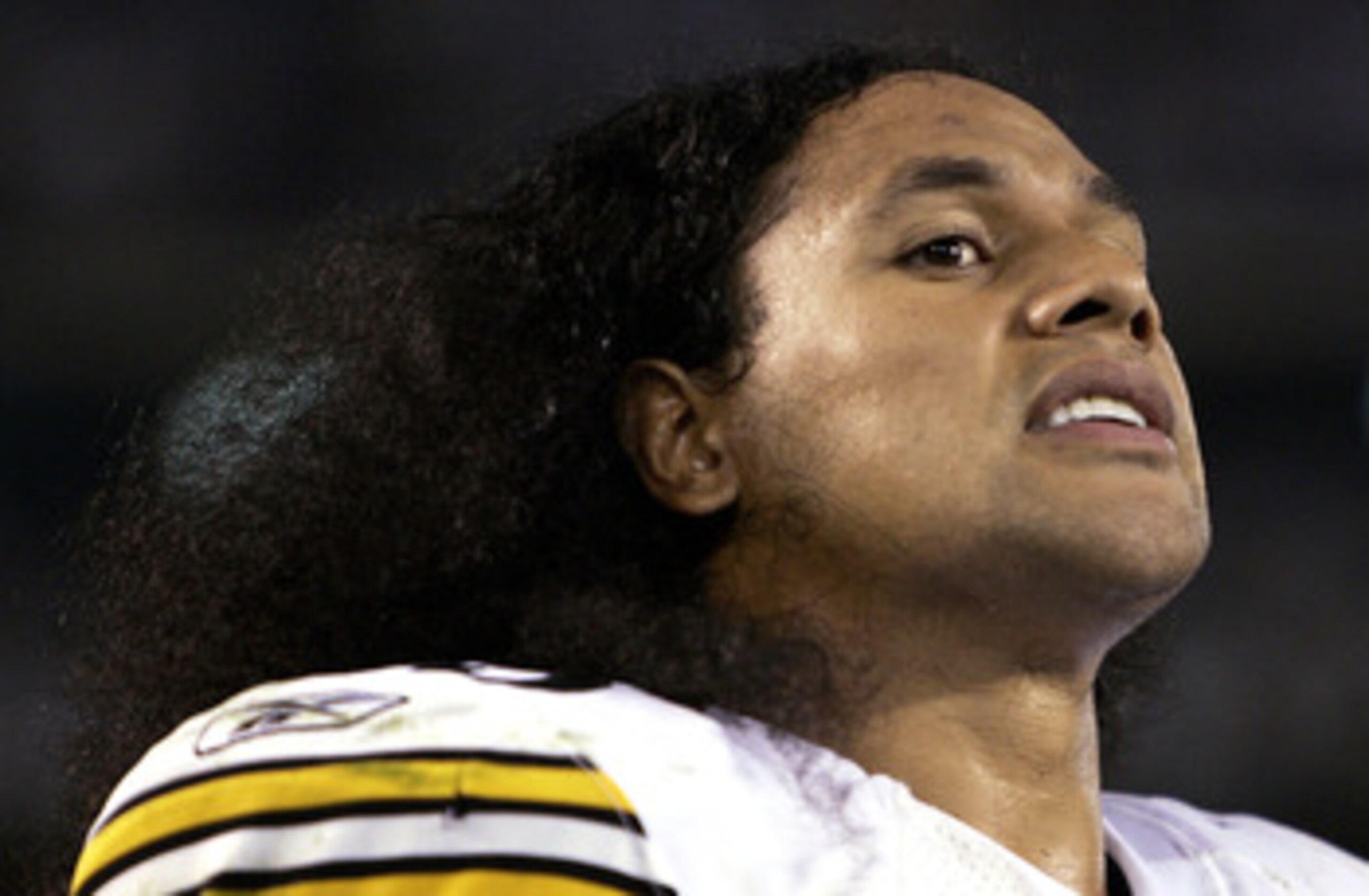 SAN DIEGO, CA - OCTOBER 10: Strong Safety Troy Polamalu #43 of the Pittsburgh Steelers looks on after his team's 24-22 win over the San Diego Chargers in their NFL Game on October 10, 2005 at Qualcomm Stadium in San Diego, California.(Photo by Donald M SAN DIEGO, CA - OCTOBER 10: Strong Safety Troy Polamalu #43 of the Pittsburgh Steelers looks on after his team's 24-22 win over the San Diego Chargers in their NFL Game on October 10, 2005 at Qualcomm Stadium in San Diego, California.(Photo by Donald M