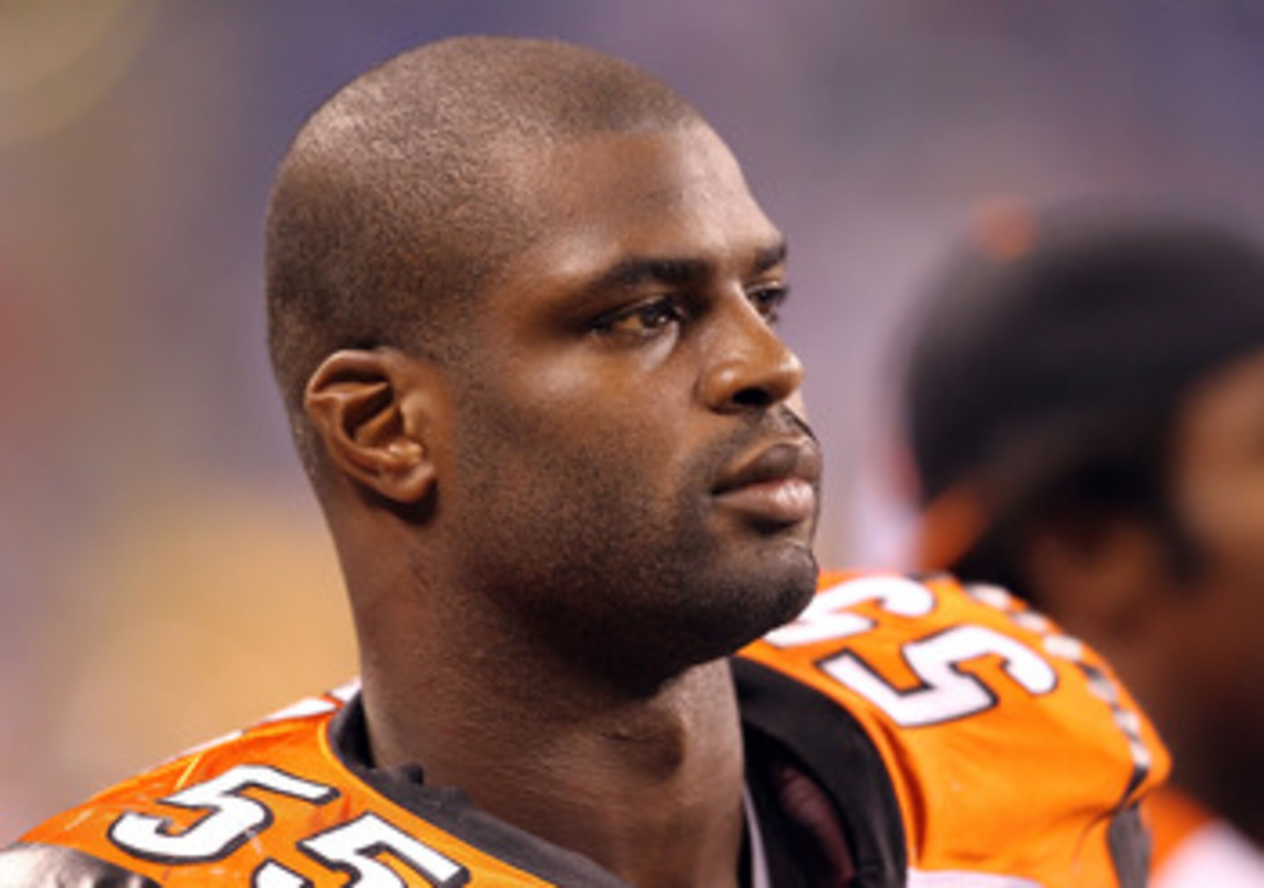 INDIANAPOLIS - SEPTEMBER 02:  Keith Rivers #55 of the Cincinnati Bengals is pictured before the NFL game against the Indianapolis Colts at Lucas Oil Stadium on September 2, 2010 in Indianapolis, Indiana.  (Photo by Andy Lyons/Getty Images)
