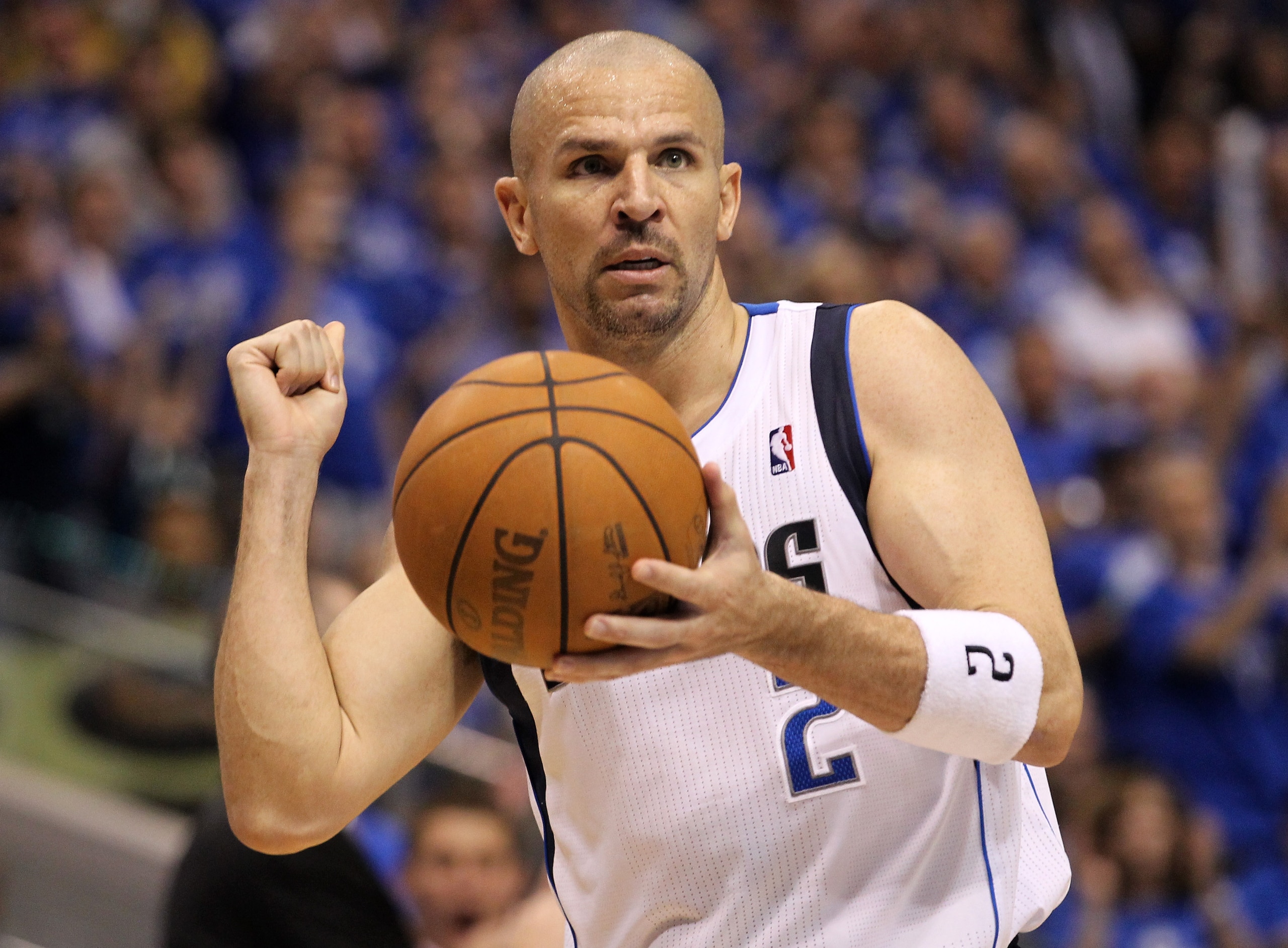DALLAS, TX - MAY 19:  Jason Kidd #2 of the Dallas Mavericks with the ball in the third quarter while taking on the Oklahoma City Thunder in Game Two of the Western Conference Finals during the 2011 NBA Playoffs at American Airlines Center on May 19, 2011