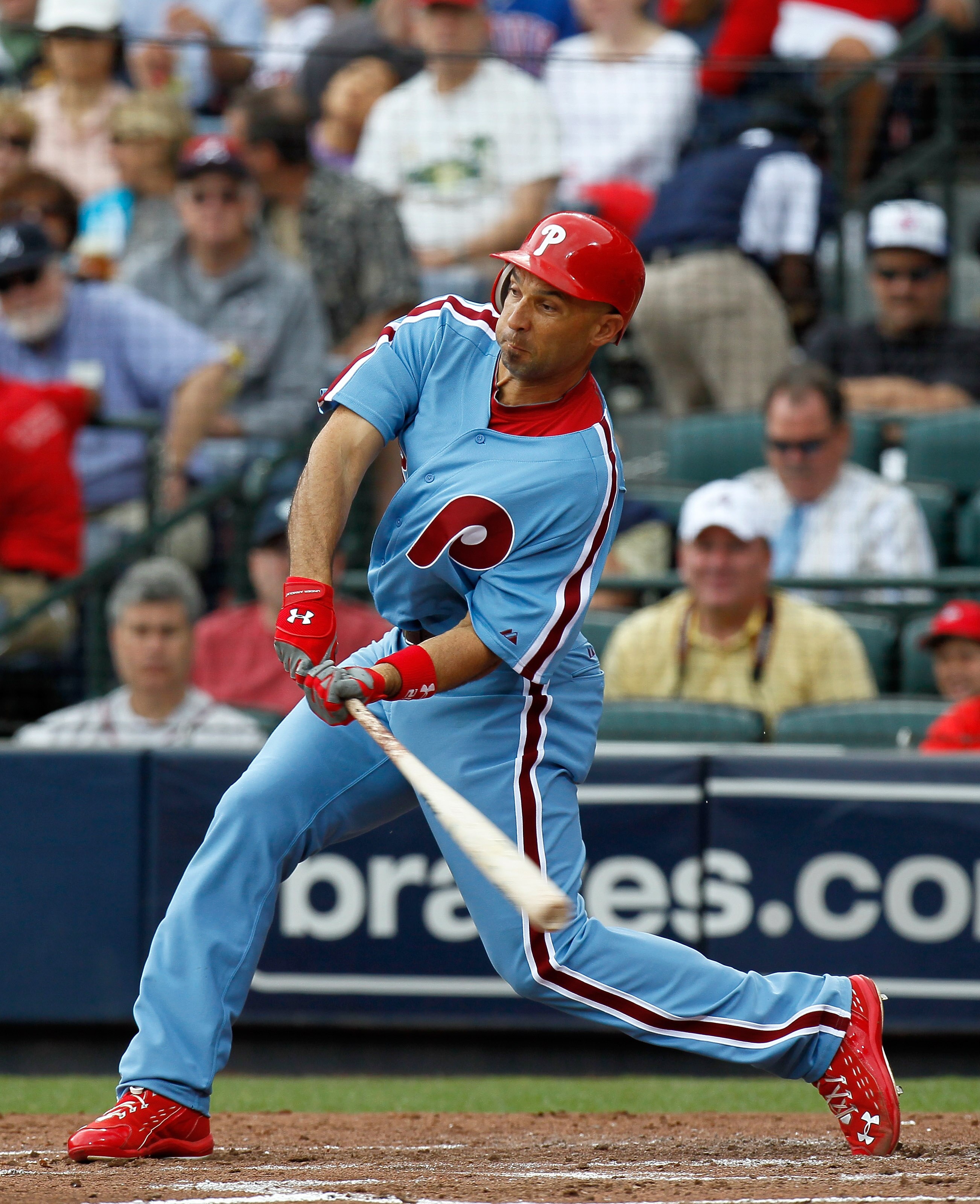 ATLANTA, GA - MAY 15:  Raul Ibanez #29 of the Philadelphia Phillies against the Atlanta Braves at Turner Field on May 15, 2011 in Atlanta, Georgia.  (Photo by Kevin C. Cox/Getty Images)