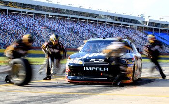 CHARLOTTE, NC - MAY 20:  Ryan Newman, driver of the #39 Haas Automation Chevrolet, makes his pit stop during qualifying for the NASCAR Sprint All-Star Race at Charlotte Motor Speedway on May 20, 2011 in Charlotte, North Carolina.  (Photo by Streeter Lecka