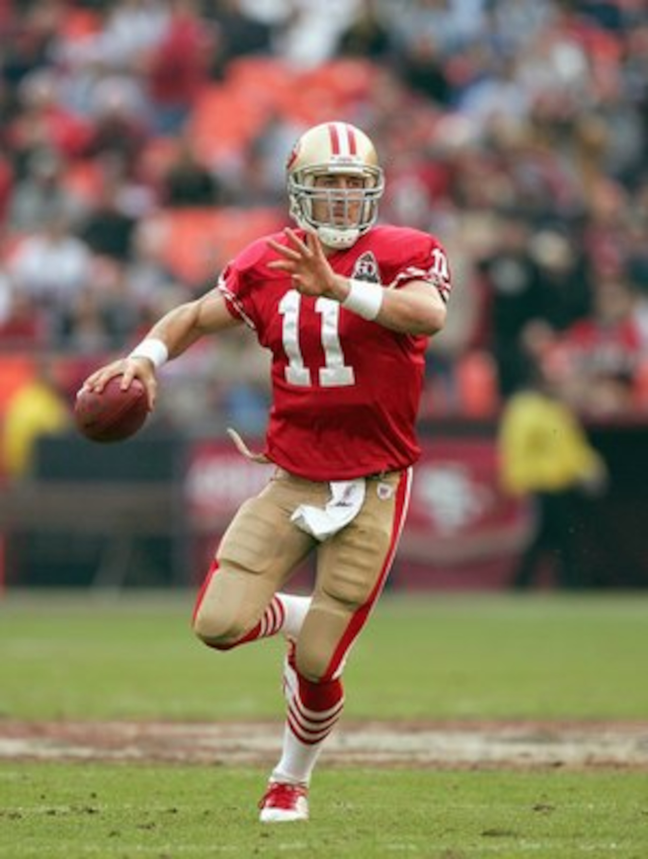 SAN FRANCISCO - DECEMBER 24: Alex Smith #11 of the San Francisco 49ers passes the ball during the game against the Arizona Cardinals at Monster Park on December 24, 2006 in San Francisco, California. (Photo by Jed Jacobsohn/Getty Images)