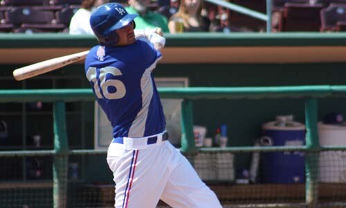 Scott Van Slyke, seen here in his 2010 Inland Empire uniform, has been tearing up the Southern League.