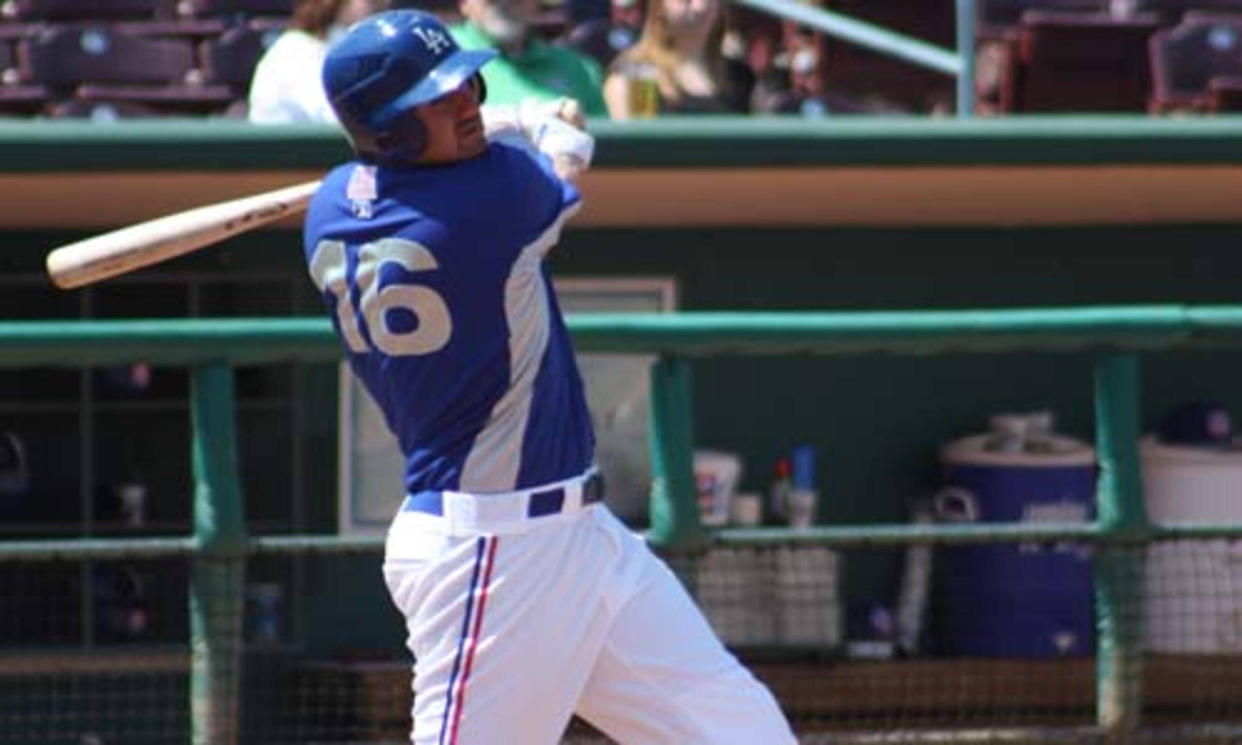 Scott Van Slyke, seen here in his 2010 Inland Empire uniform, has been tearing up the Southern League.