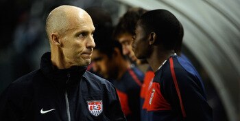 CARSON, CA - JANUARY 22:  Bob Bradley coach of the United States follows during the friendly soccer match against Chile at The Home Depot Center on January 22, 2011 in Carson, California.  (Photo by Kevork Djansezian/Getty Images)