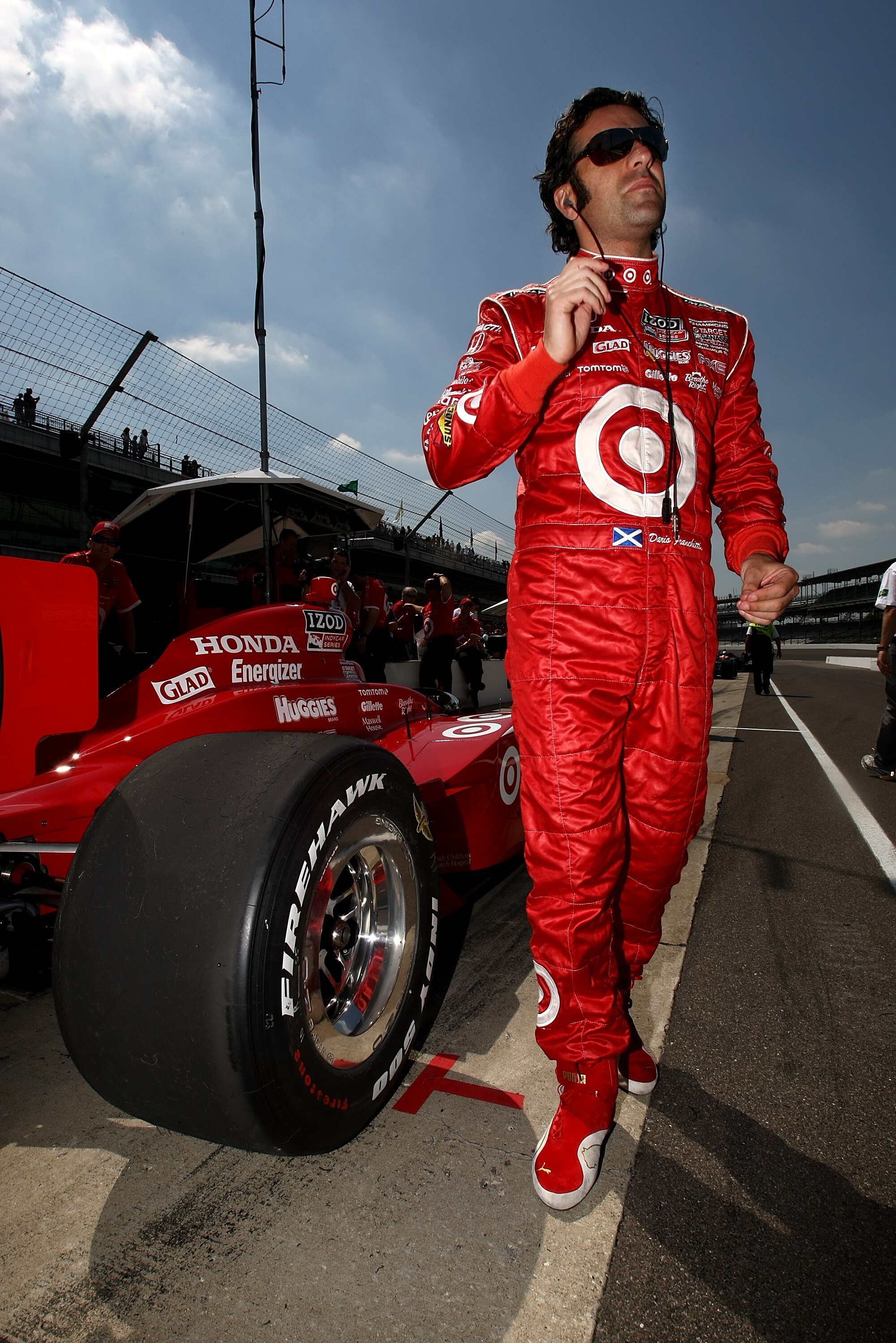 INDIANAPOLIS - MAY 20:  Dario Franchitti driver of the #10 Target Chip Ganassi Racing Dallara Honda sits in the pits during practice for the the 95th Indianapolis 500 Mile Race at the Indianapolis Motor Speedway on May 20, 2011 in Indianapolis, Indiana.
