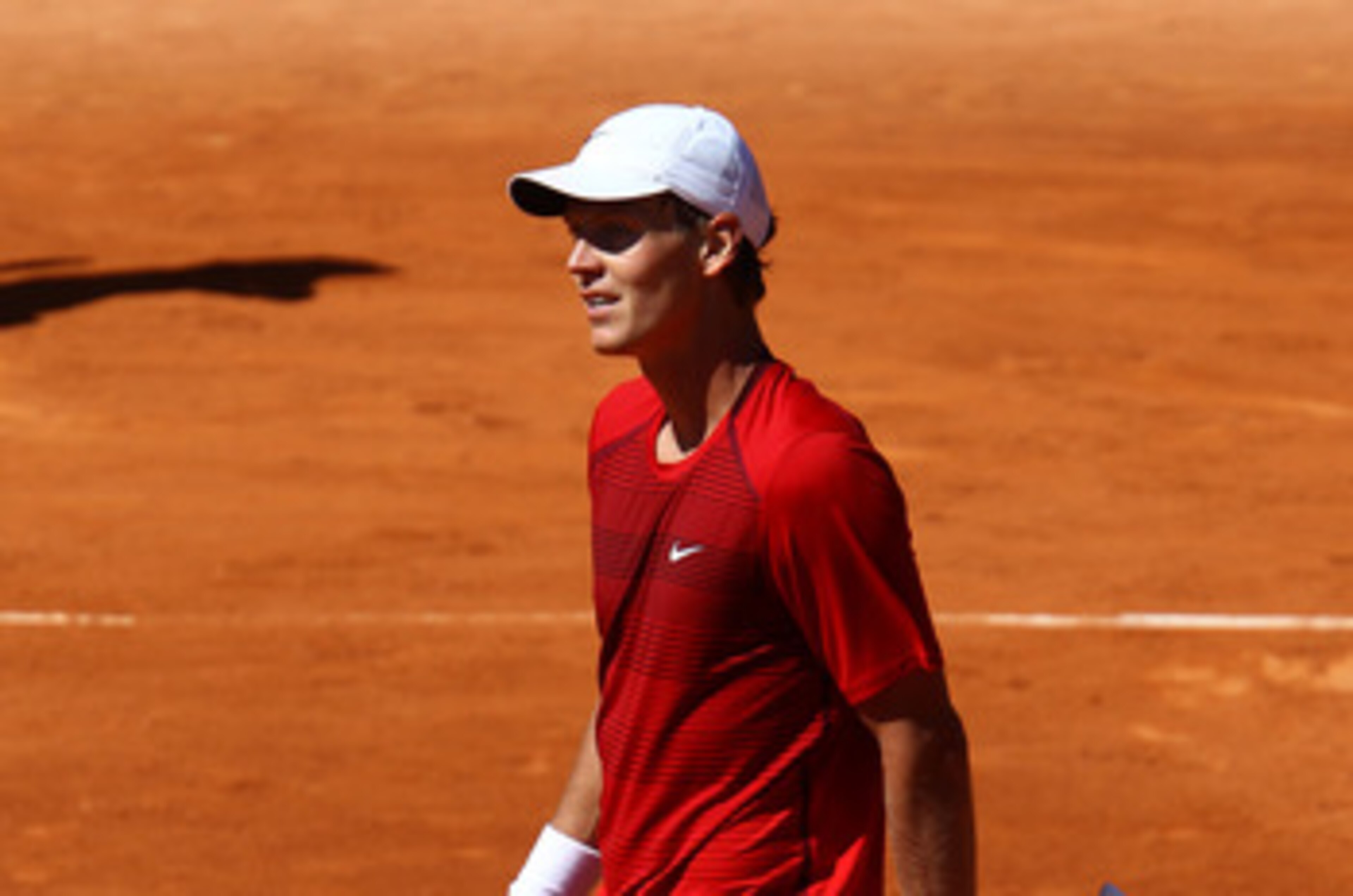 PARIS, FRANCE - MAY 23: Tomas Berdych of Czech Republic shows his dejection during the men's singles first round match between Tomas Berdych of Czech Republic and Stephane Robert of France on day two of the French Open at Roland Garros on May 23, 2011 in