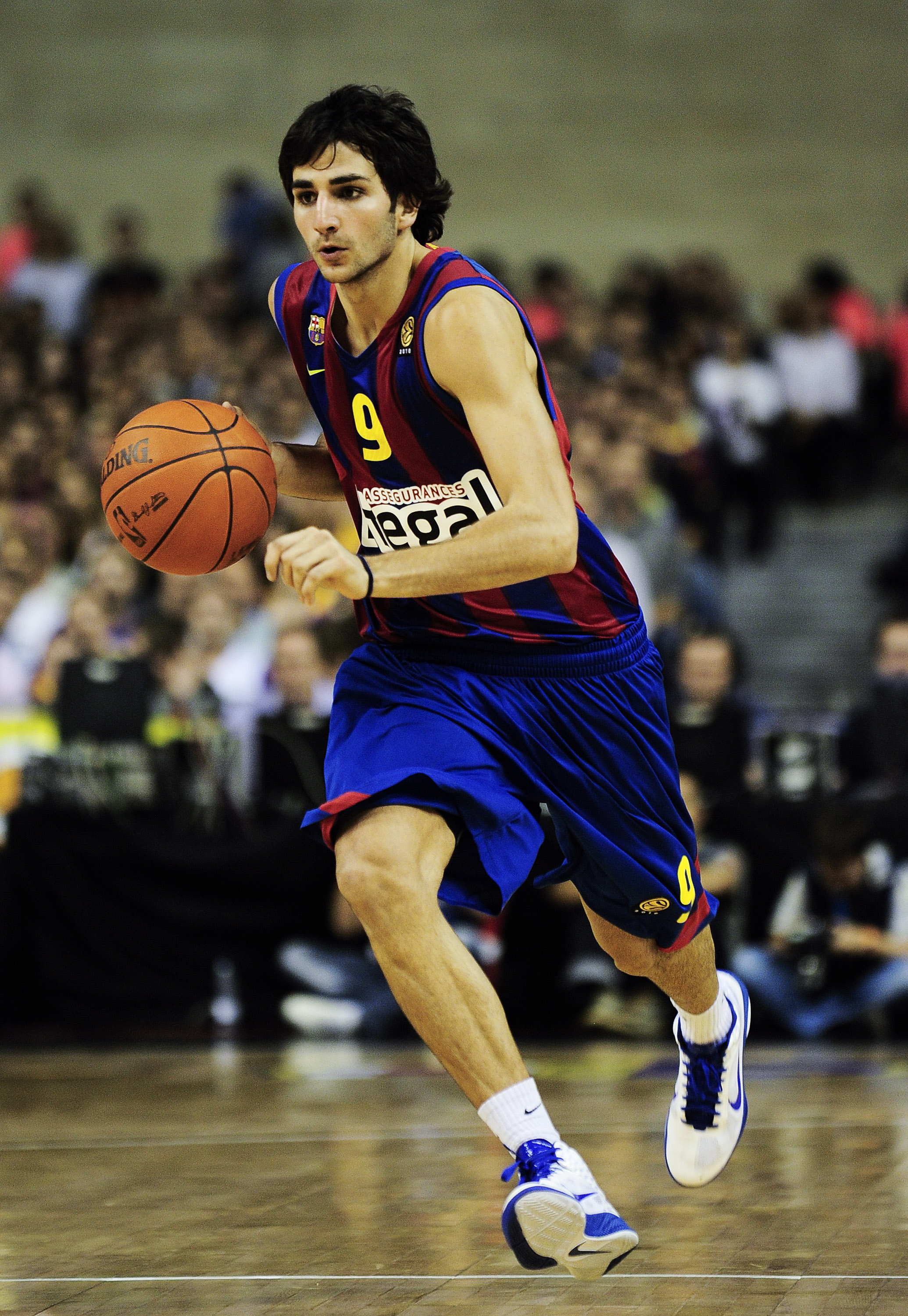 BARCELONA, SPAIN - OCTOBER 07:  Ricky Rubio #9 of the Regal FC Barcelona in action during the NBA Europe Live match between Los Angeles Lakers and Regal FC Barcelona at the at Palau Blaugrana on October 7, 2010 in Barcelona, Spain.  (Photo by David Ramos/