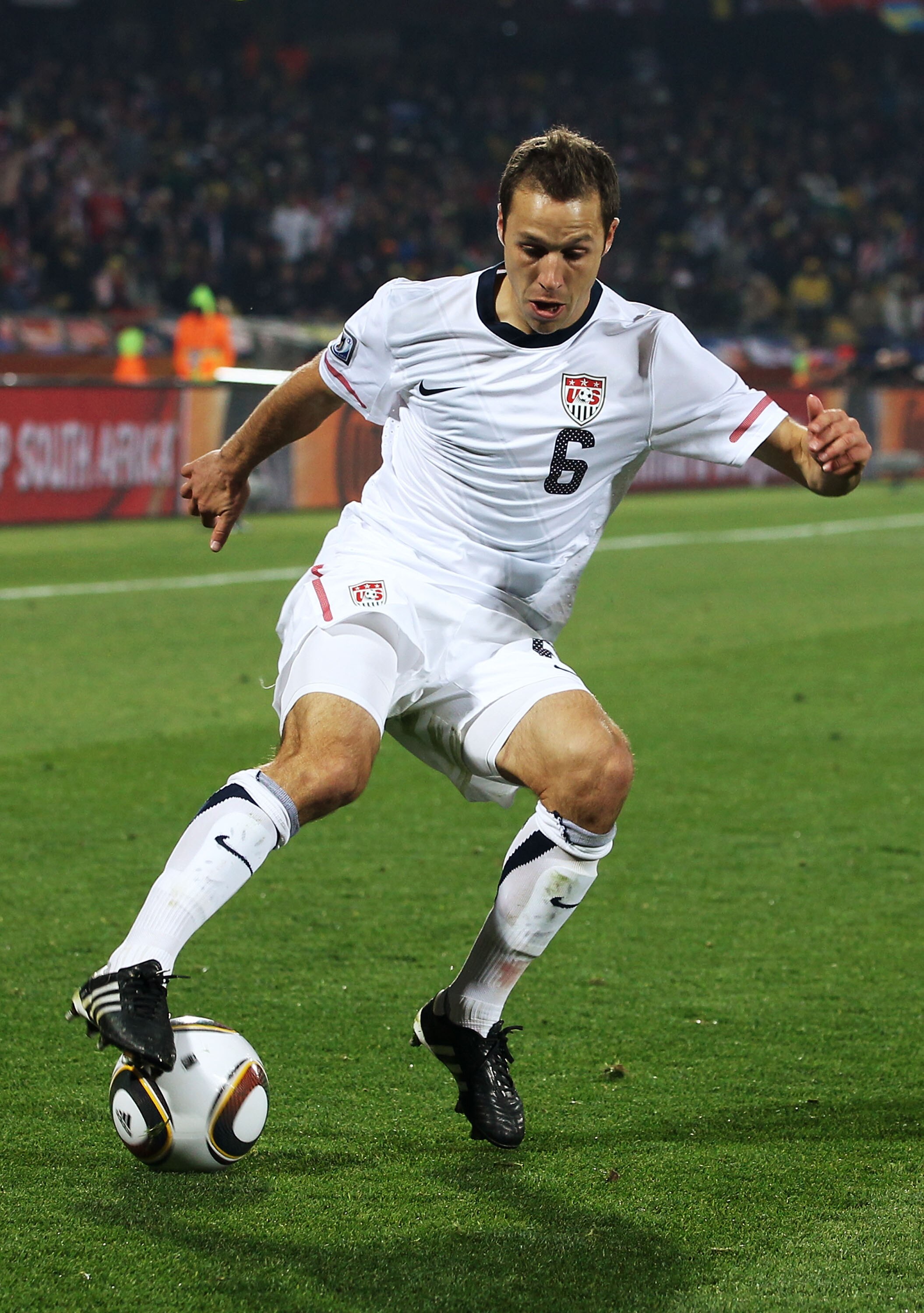 RUSTENBURG, SOUTH AFRICA - JUNE 26: Steve Cherundolo of the United States in action during the 2010 FIFA World Cup South Africa Round of Sixteen match between USA and Ghana at Royal Bafokeng Stadium on June 26, 2010 in Rustenburg, South Africa.  (Photo by