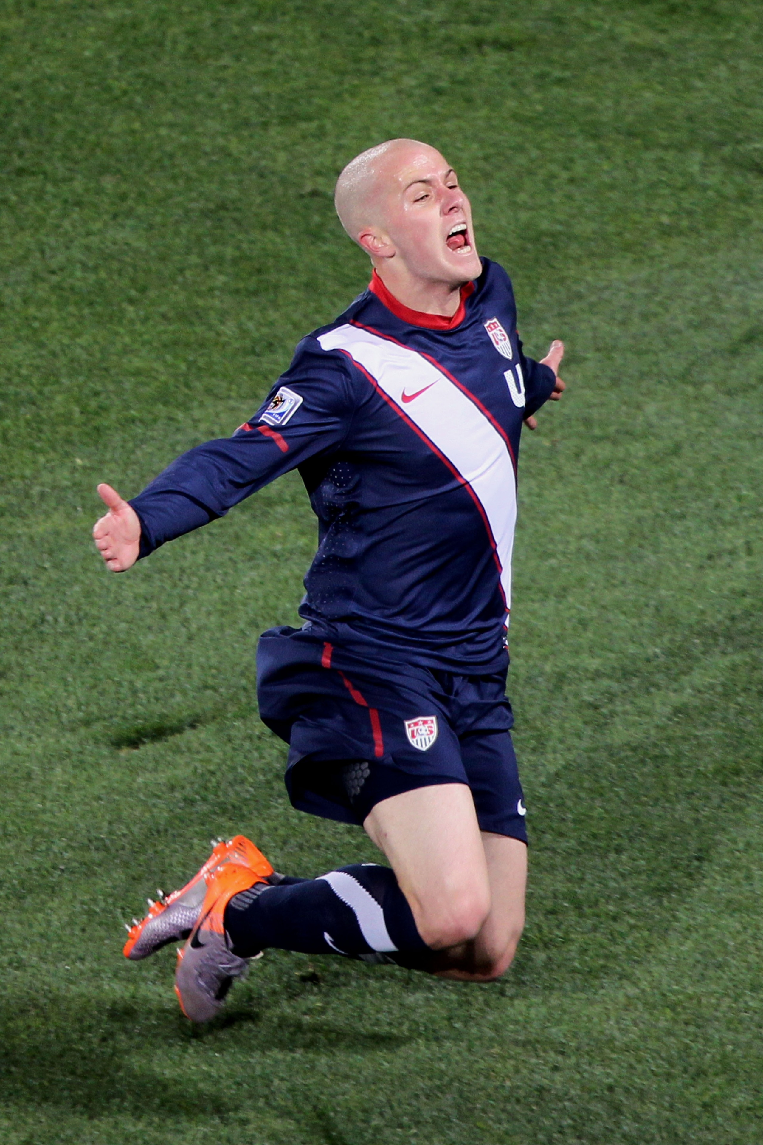 JOHANNESBURG, SOUTH AFRICA - JUNE 18:  Michael Bradley of the United States celebrates scoring his team's second goal during the 2010 FIFA World Cup South Africa Group C match between Slovenia and USA at Ellis Park Stadium on June 18, 2010 in Johannesburg