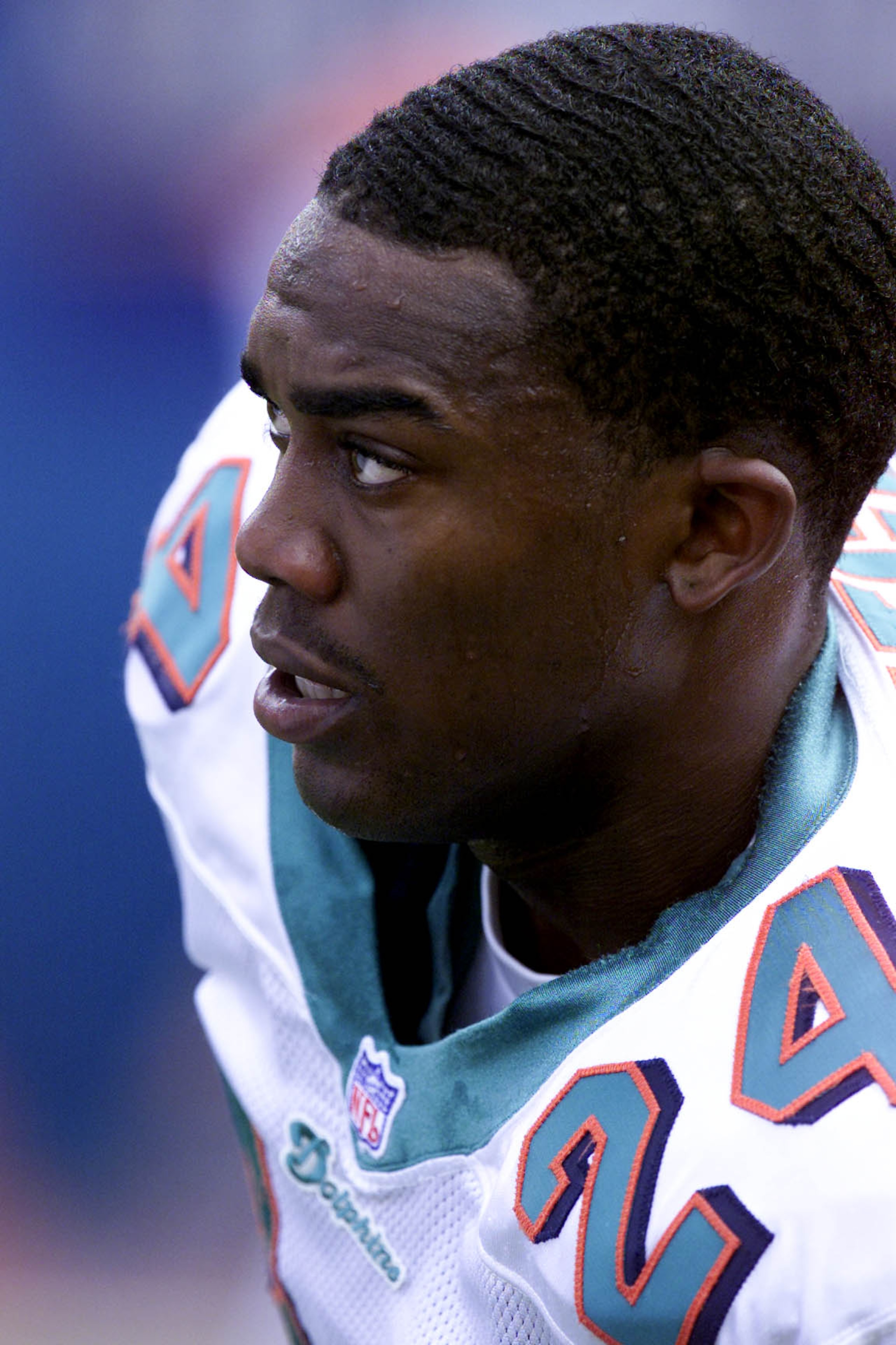 07 Oct 2001:  Jamar Fletcher of the Miami Dolphins looks on during the game against the New England Patriots  at Pro Player Stadium in Miami, Florida. The Dolphins defeated the Patriots 30-10. DIGITAL IMAGE. Mandatory Credit: Eliot Schechter/Allsport