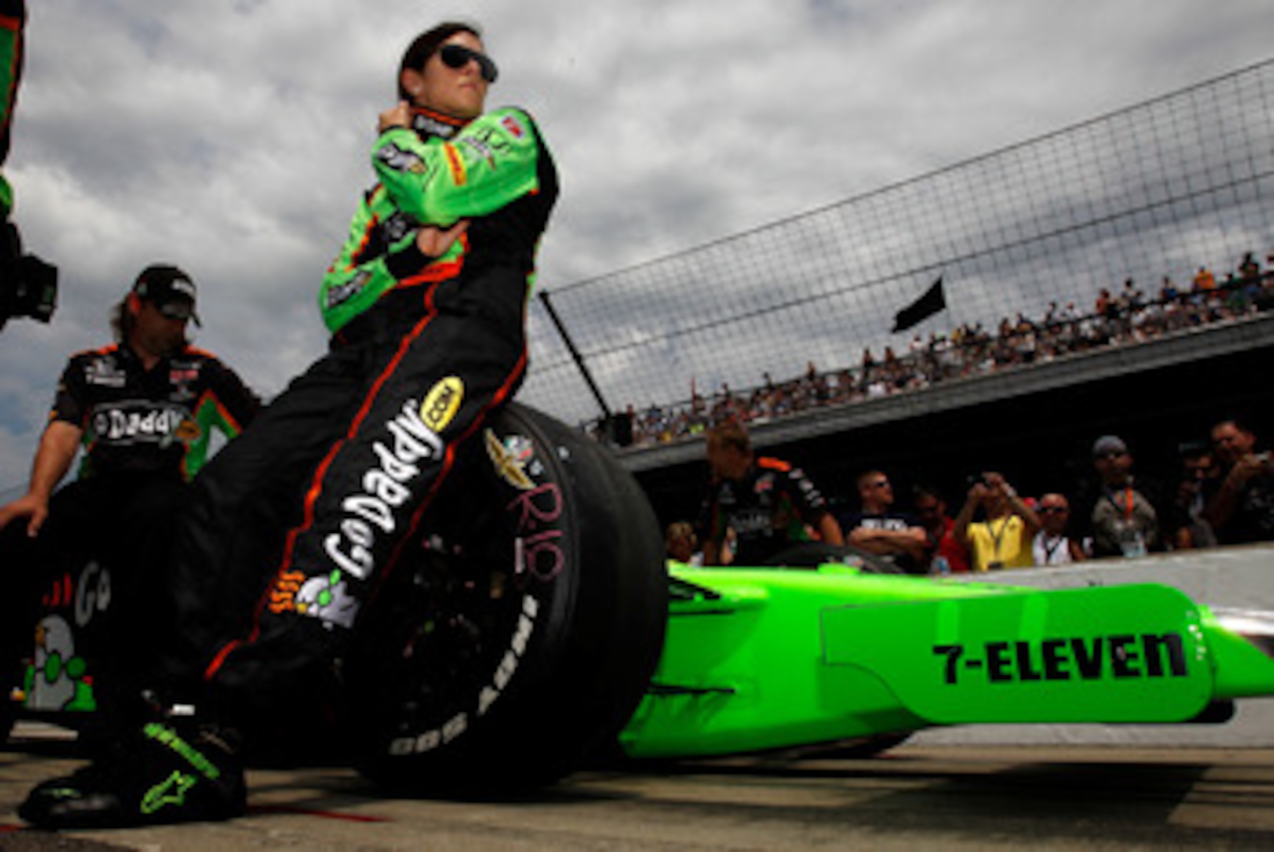 INDIANAPOLIS - MAY 22: Danica Patrick waits to drive her #7 Team GoDaddy Andretti Autosport Dallara Honda during qualifying for the the 95th Indianapolis 500 Mile Race at the Indianapolis Motor Speedway on May 22, 2011 in Indianapolis, Indiana. (Photo b INDIANAPOLIS - MAY 22: Danica Patrick waits to drive her #7 Team GoDaddy Andretti Autosport Dallara Honda during qualifying for the the 95th Indianapolis 500 Mile Race at the Indianapolis Motor Speedway on May 22, 2011 in Indianapolis, Indiana. (Photo b