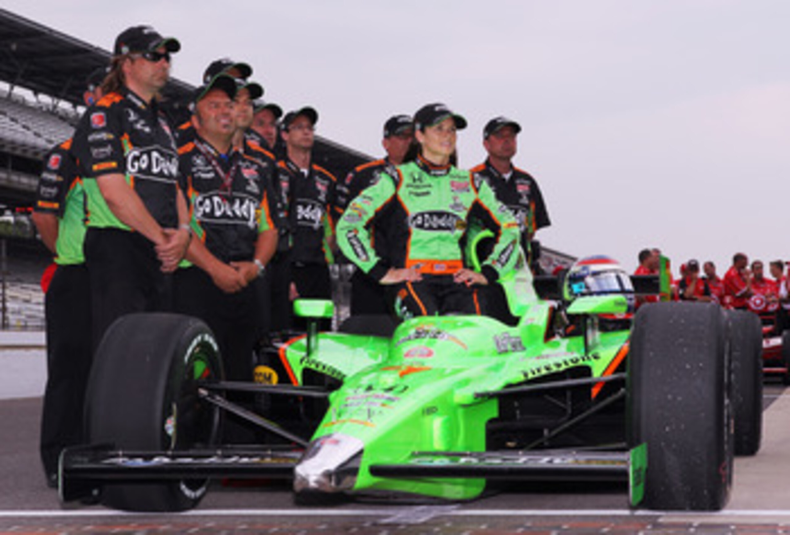 INDIANAPOLIS, IN - MAY 21:  Danica Patrick, driver of the #7 Team GoDaddy Dallara Honda, poses for an official portrait during qualifying for the Indianapolis 500 on May 21, 2011 at Indianapolis Motor Speedway in Indianapolis, Indiana.  (Photo by Jamie Sq