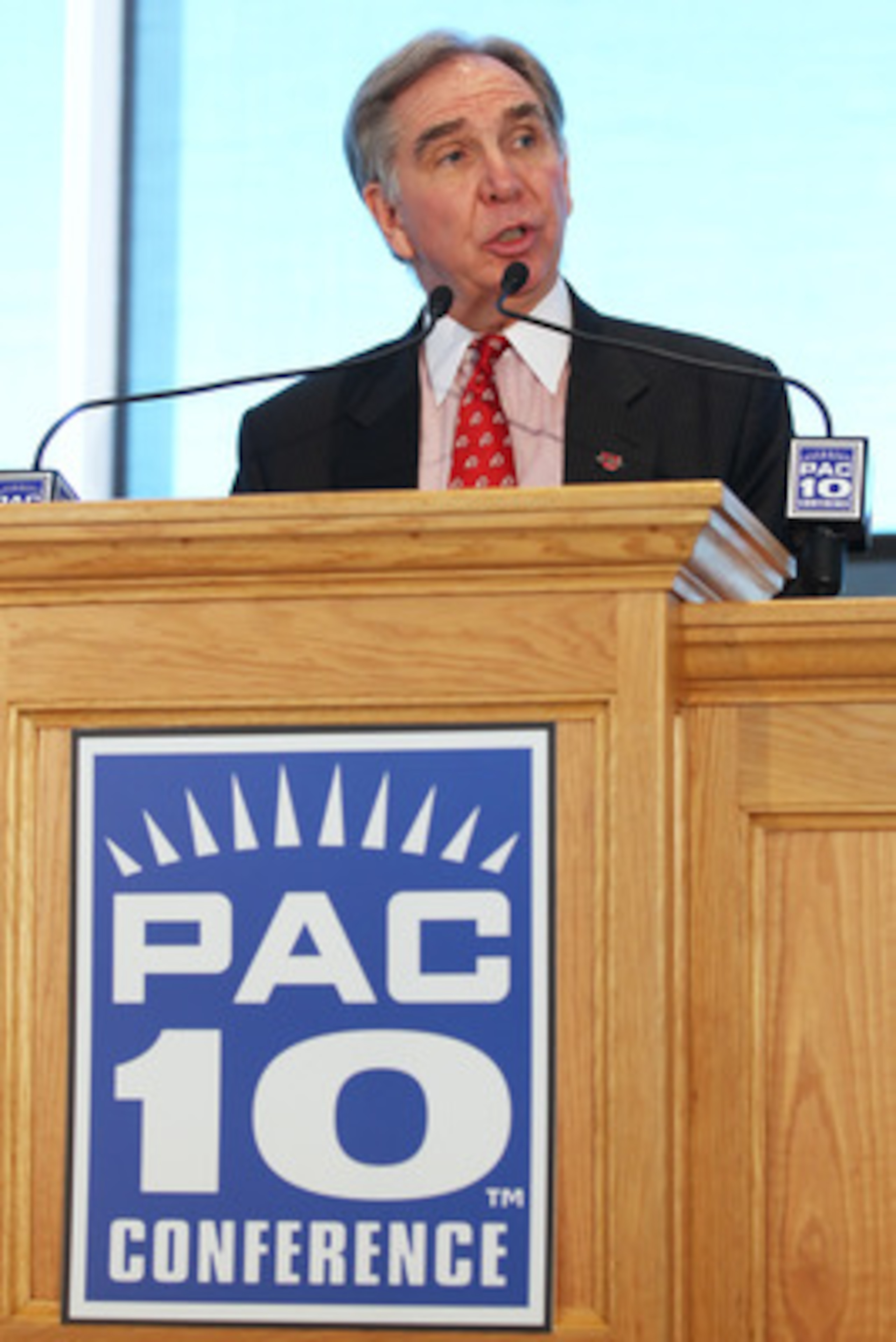 SALT LAKE CITY, UT - JUNE 17: President of the University of Utah Michael Young talks after the university was admitted to the PAC-10 June 17, 2010 in Salt Lake City, Utah. The University of Utah was invited to join the PAC-10 for the 2011-12 athletic yea