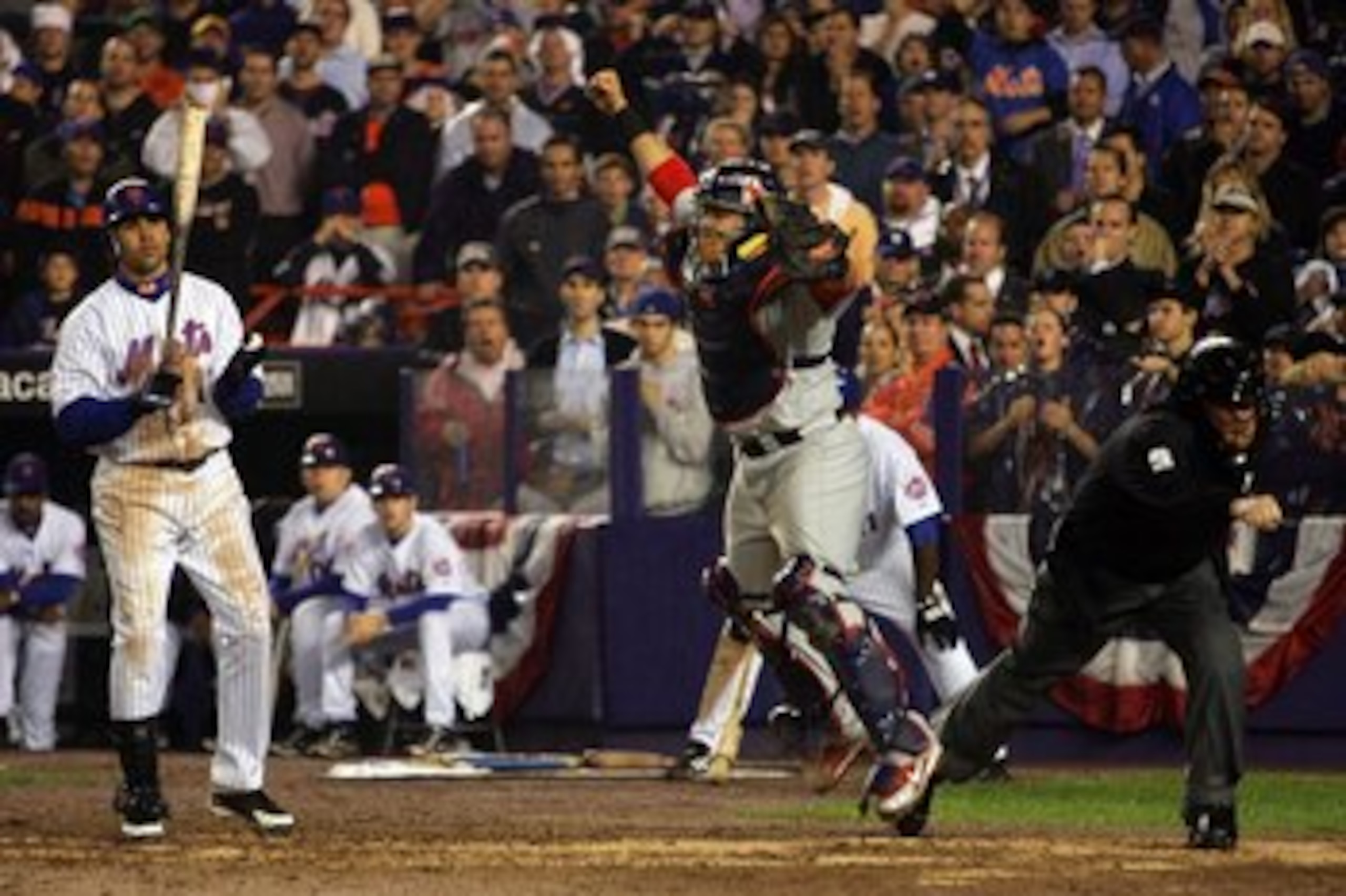 NEW YORK - OCTOBER 19: Catcher Yadier Molina #4 of the St. Louis Cardinals reacts after Carlos Beltran #15 of the New York Mets stikes out to end game seven of the NLCS at Shea Stadium on October 19, 2006 in the Flushing neighborhood of the Queens boroug NEW YORK - OCTOBER 19: Catcher Yadier Molina #4 of the St. Louis Cardinals reacts after Carlos Beltran #15 of the New York Mets stikes out to end game seven of the NLCS at Shea Stadium on October 19, 2006 in the Flushing neighborhood of the Queens boroug