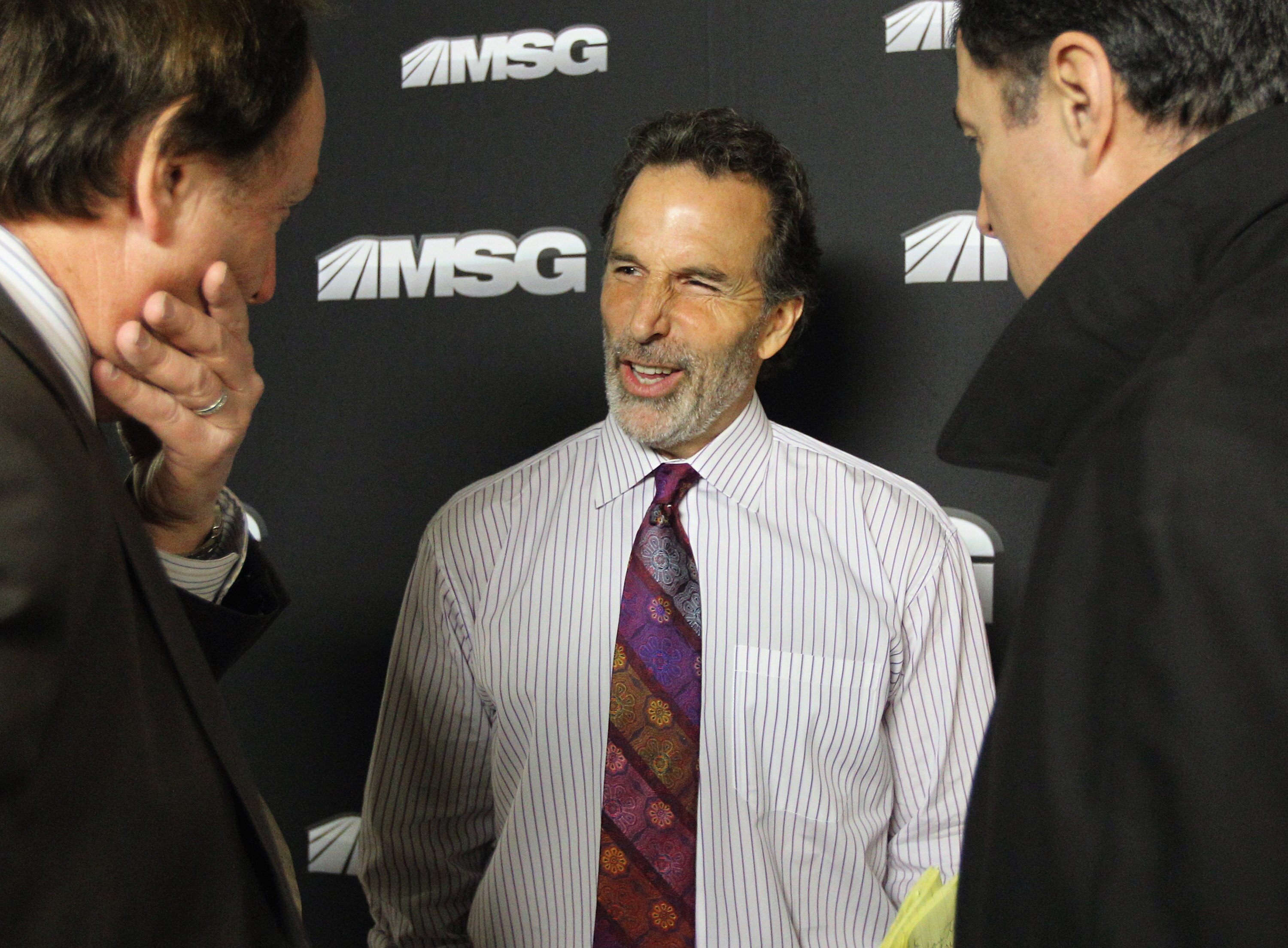 NEW YORK, NY - APRIL 20: Head coach John Tortorella faces the media prior to his team's game against the Washington Capitals in Game Four of the Eastern Conference Quarterfinals during the 2011 NHL Stanley Cup Playoffs at Madison Square Garden on April 20