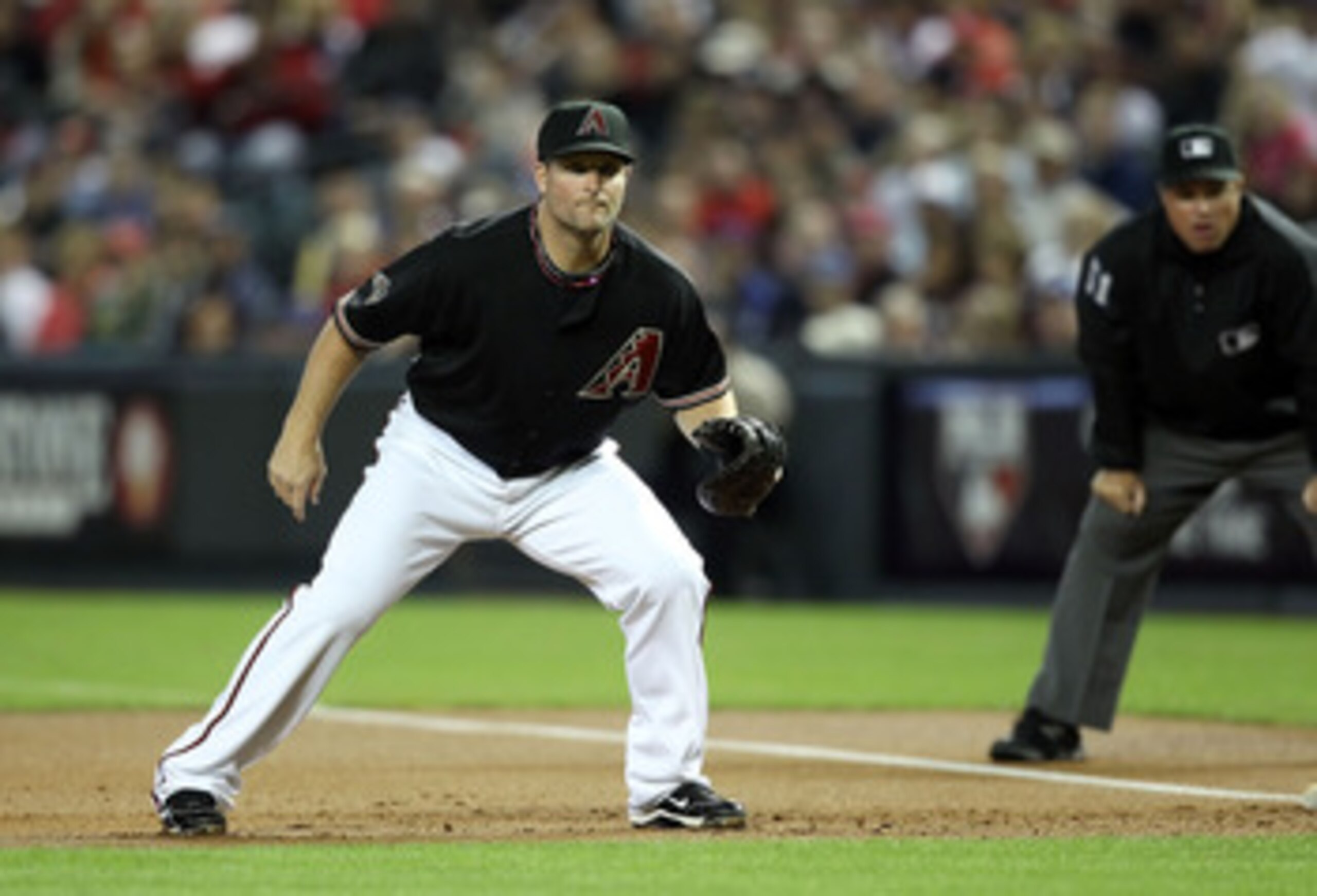 PHOENIX, AZ - APRIL 09:  Infielder Russell Branyan #33 of the Arizona Diamondbacks in action during the Major League Baseball game against the Cincinnati Reds at Chase Field on April 9, 2011 in Phoenix, Arizona. The Reds defeated the Diamondbacks 6-1.  (P