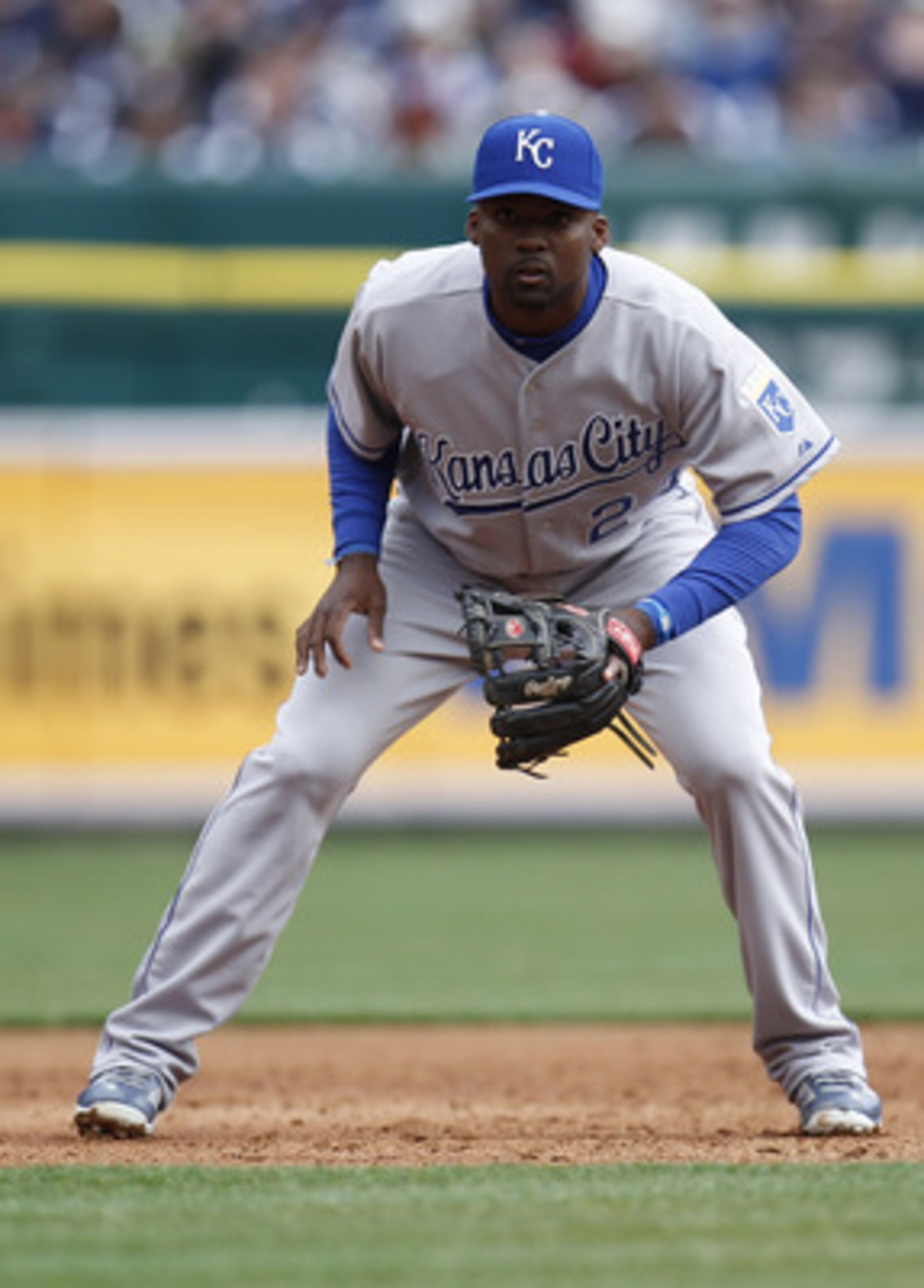 DETROIT, MI - APRIL 08:  Wilson Betemit #24 of the Kansas City Royals looks on the Detroit Tigers at Comerica Park on April 8, 2011 in Detroit, Michigan.  (Photo by Gregory Shamus/Getty Images)