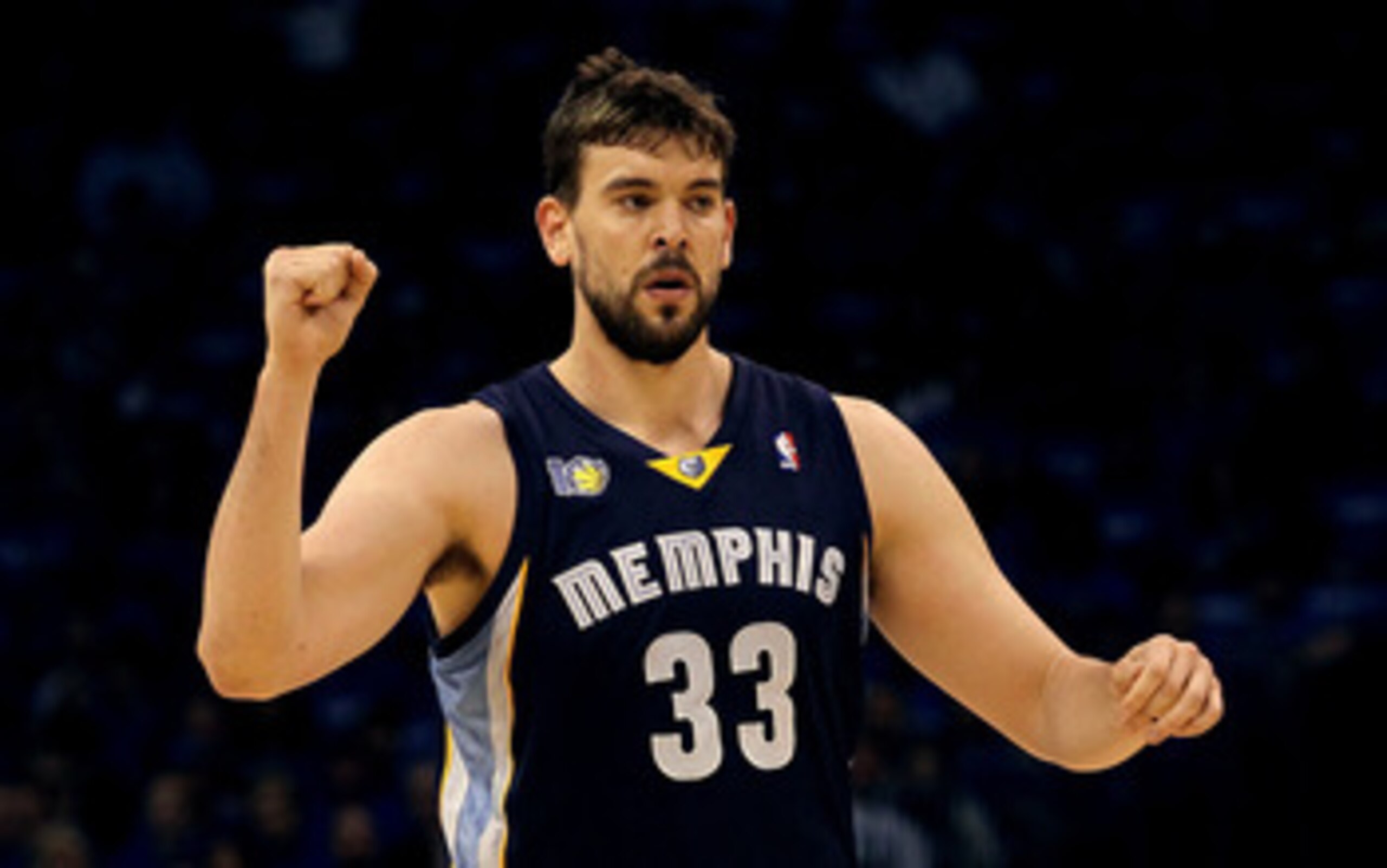 OKLAHOMA CITY, OK - MAY 01:  Marc Gasol #33 of the Memphis Grizzlies reacts against the Oklahoma City Thunder in Game One of the Western Conference Semifinals in the 2011 NBA Playoffs on May 1, 2011 at Oklahoma City Arena in Oklahoma City, Oklahoma.  NOTE