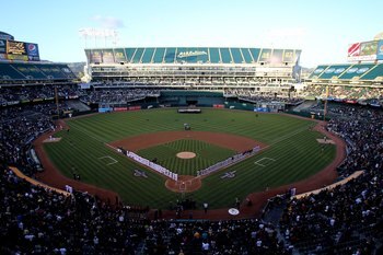 OAKLAND, CA - APRIL 05: A general view of the Oakland Athletics and the Seattle Mariners on Opening Day game at the Oakland-Alameda County Coliseum on April 5, 2010 in Oakland, California. (Photo by Jed Jacobsohn/Getty Images) OAKLAND, CA - APRIL 05: A general view of the Oakland Athletics and the Seattle Mariners on Opening Day game at the Oakland-Alameda County Coliseum on April 5, 2010 in Oakland, California. (Photo by Jed Jacobsohn/Getty Images)
