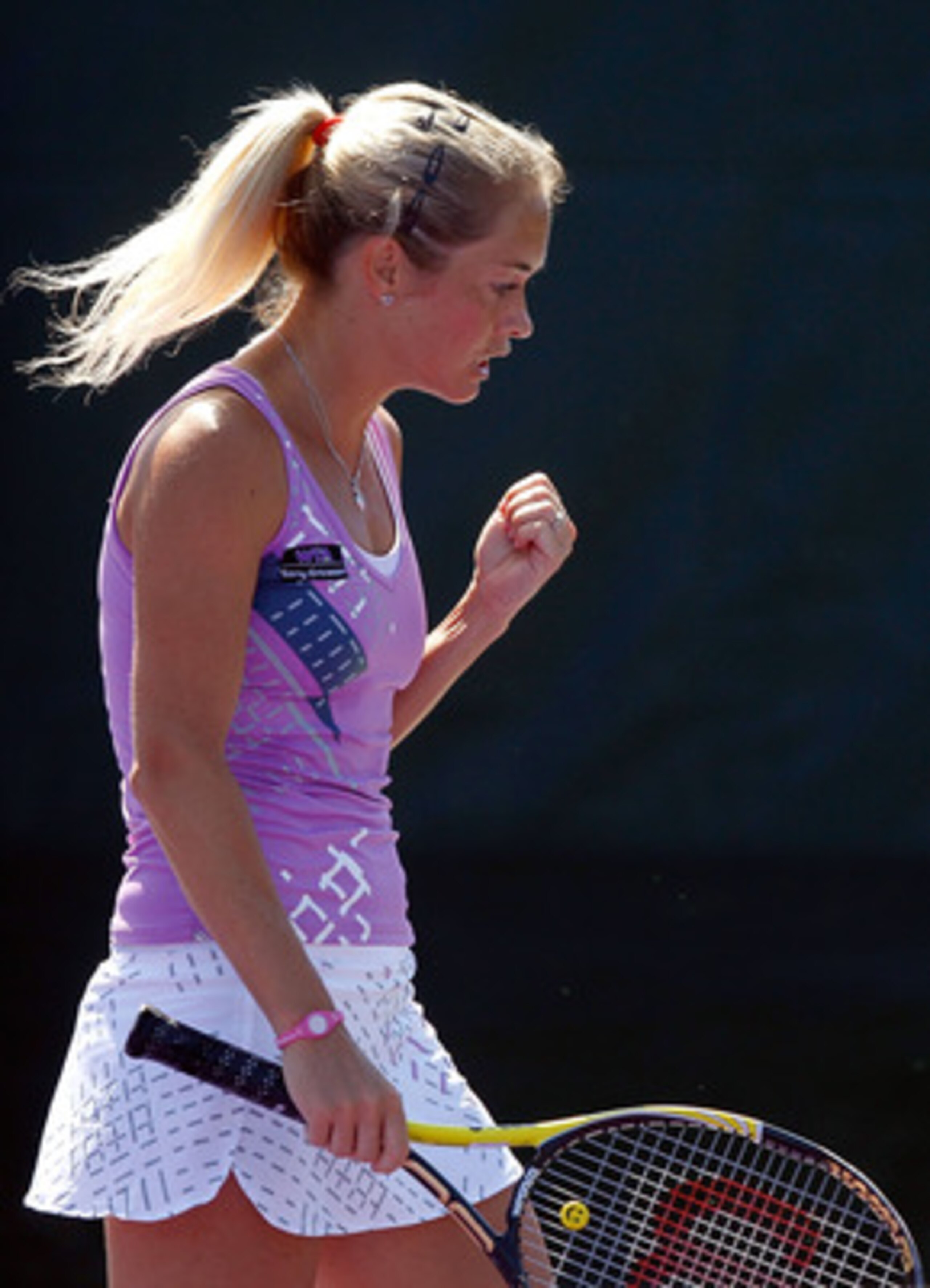 KEY BISCAYNE, FL - MARCH 24:  Klara Zakopalova of the Czech Republic reacts against Elena Baltacha of Great Britain during the Sony Ericsson Open at Crandon Park Tennis Center on March 24, 2011 in Key Biscayne, Florida.  (Photo by Matthew Stockman/Getty I