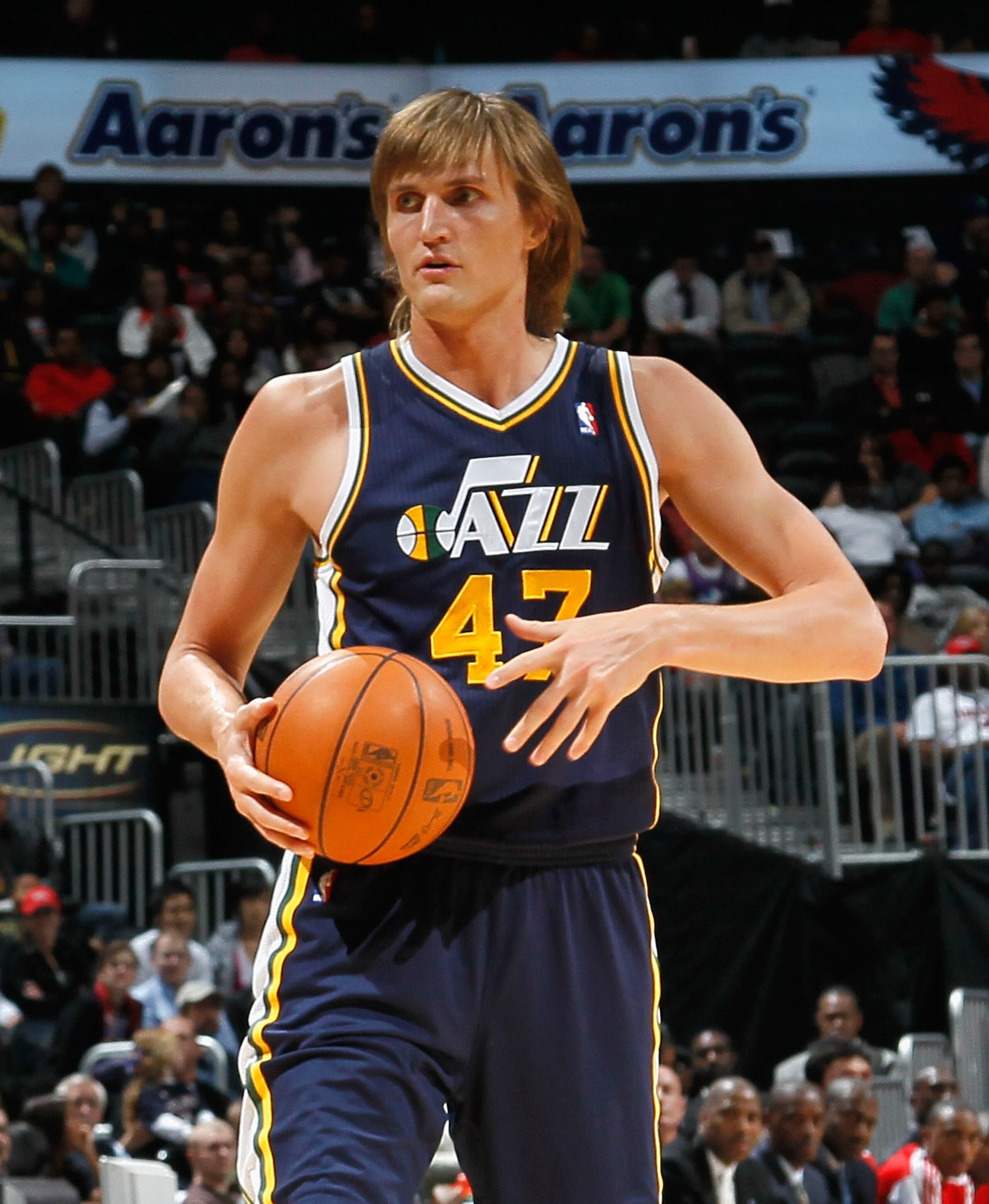 ATLANTA - NOVEMBER 12:  Andrei Kirilenko #47 of the Utah Jazz against the Atlanta Hawks at Philips Arena on November 12, 2010 in Atlanta, Georgia.  NOTE TO USER: User expressly acknowledges and agrees that, by downloading and/or using this Photograph, Use