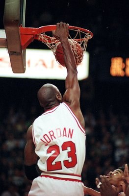 7 Jan 1992: Michael Jordan #23 of the Chicago Bulls dunks the ball during the game against the Washington Bullets at the United Center in Chicago, Illinois. The Bulls defeated the Bullets 102-89. Mandatory Credit: Jonathan Daniel /Allsport 7 Jan 1992: Michael Jordan #23 of the Chicago Bulls dunks the ball during the game against the Washington Bullets at the United Center in Chicago, Illinois. The Bulls defeated the Bullets 102-89. Mandatory Credit: Jonathan Daniel /Allsport