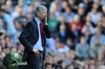 LONDON, ENGLAND - MAY 22:  Arsene Wenger of Arsenal shows his emotions during the Barclays Premier League match between Fulham and Arsenal at Craven Cottage on May 22, 2011 in London, England.  (Photo by Clive Mason/Getty Images)