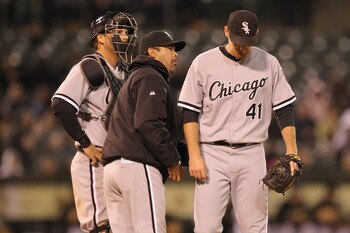 OAKLAND, CA - MAY 13:  Philip Humber #41 of the Chicago White Sox is taken out of the game by manager Ozzie Guillen in the seventh inning against the Oakland Athletics at Oakland-Alameda County Coliseum on May 13, 2011 in Oakland, California.  (Photo by E